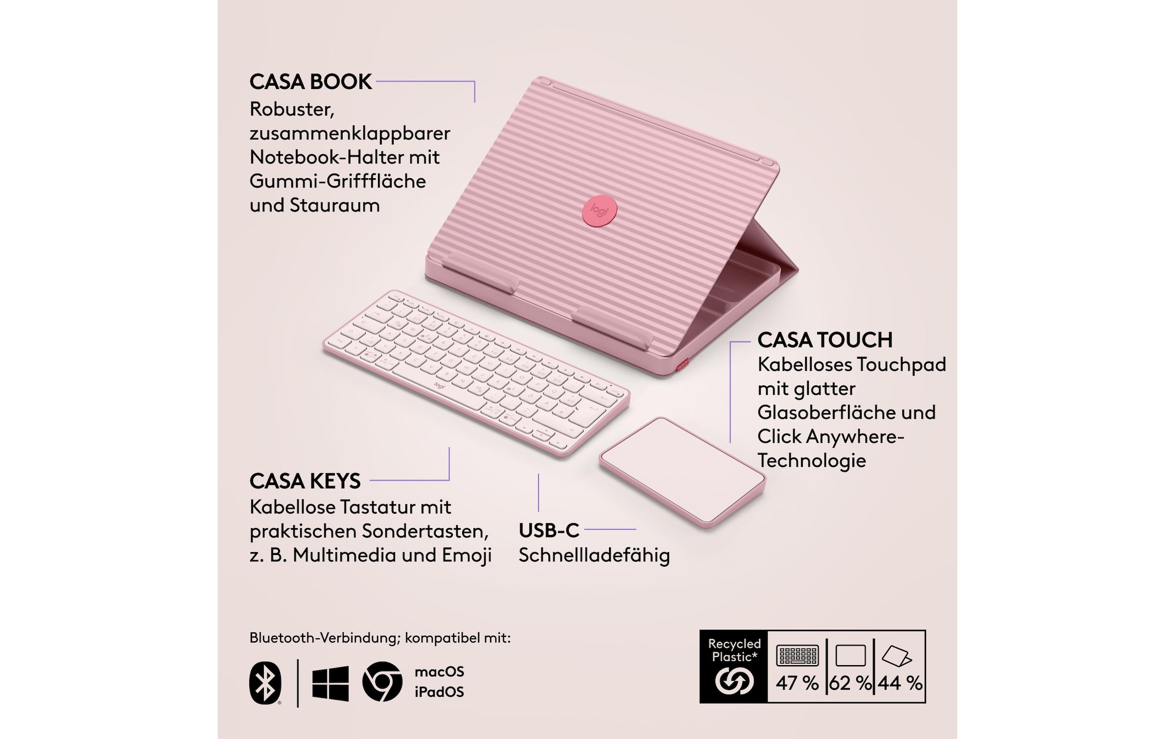 Logitech Clavier de tablette »Cover Casa Pop-Up Desk« ()