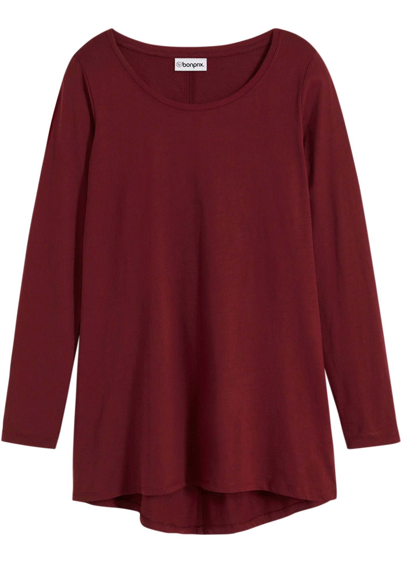 bonprix Langarmshirt »Langarmshirt aus reiner Baumwolle« lockere Passform, Langarm-Design, abgerundeter Saum, aus Baumwolle