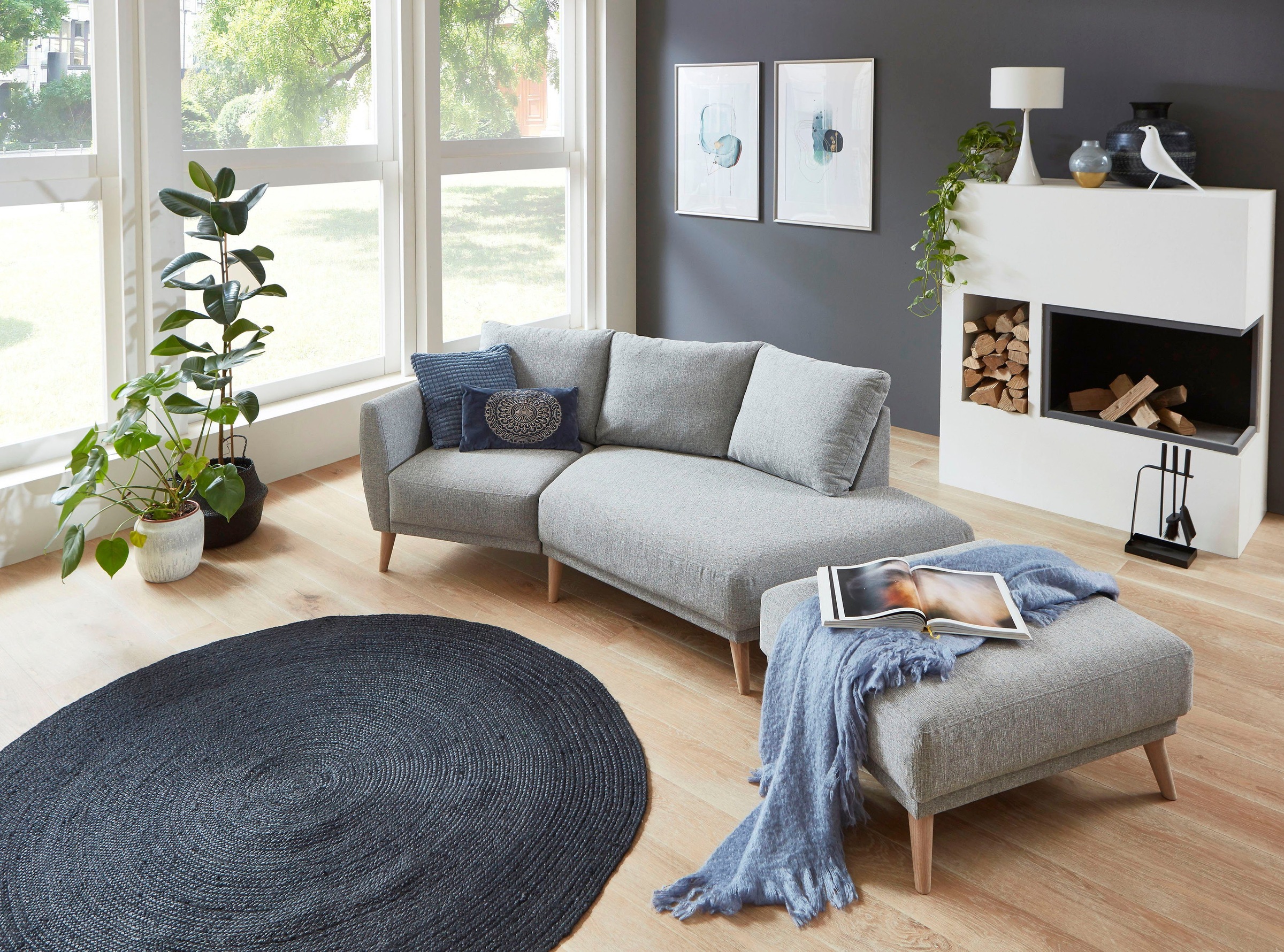 ATLANTIC home collection 2,5-Sitzer »Elvis«, Polsterecke mit offenem Ende im skandinavischen Stil, Massivholzfüsse