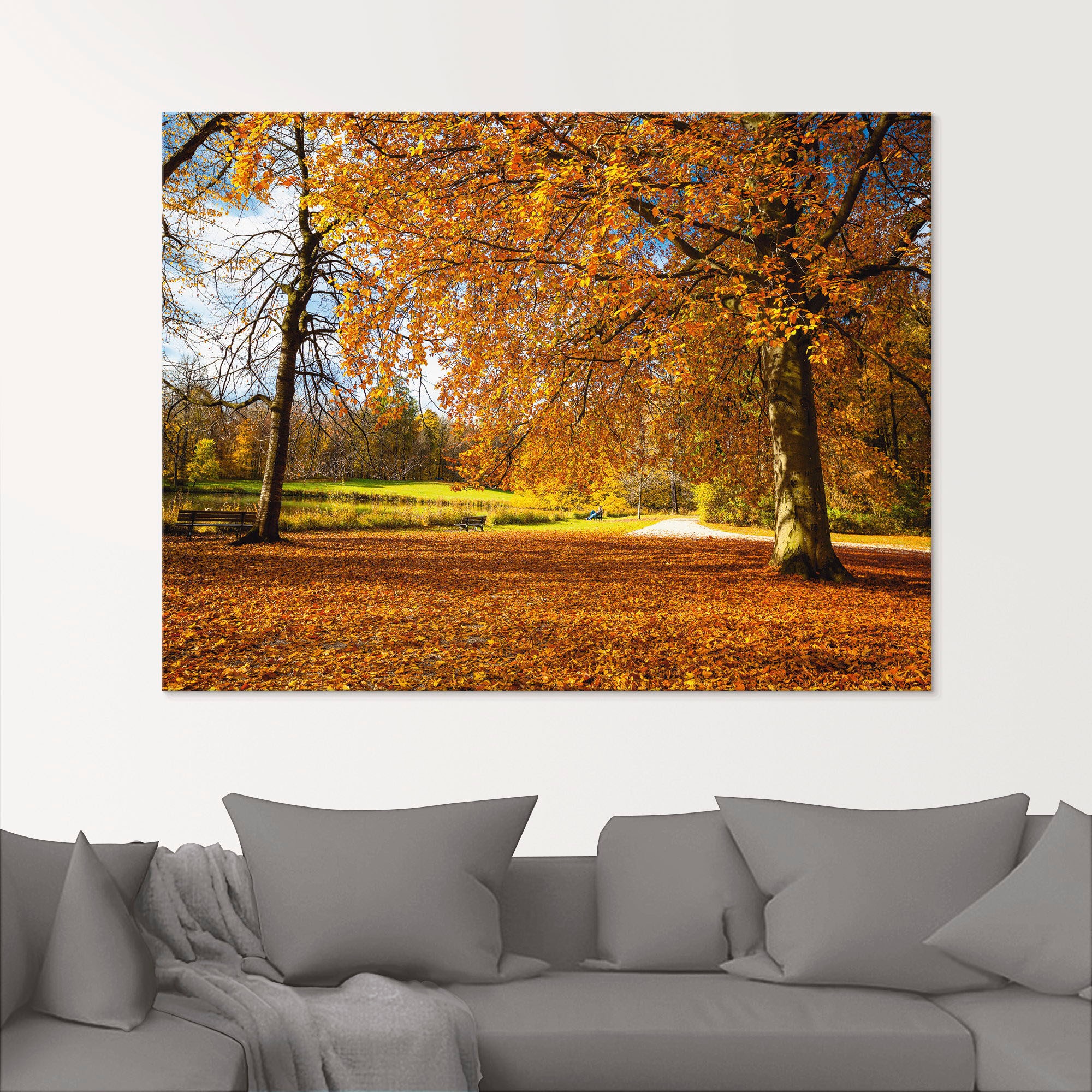 Artland Glasbild »Herbst bei Schlosses Nymphenburg«, Wiesen & Bäume, (1 St.), in verschiedenen Grössen
