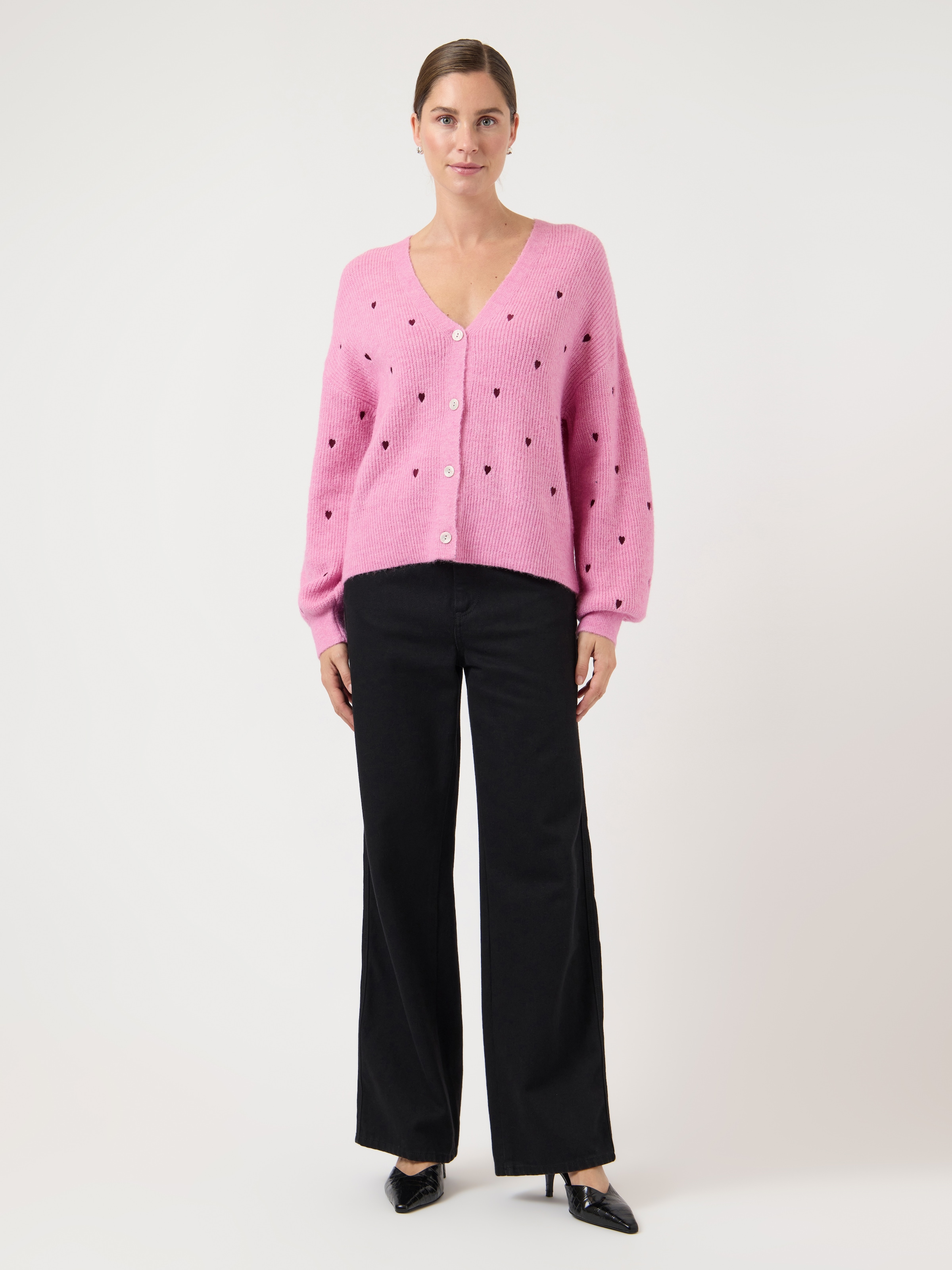 Y.A.S Veste en tricot »YASFLEUR LS KNIT CARDIGAN S. NOOS« Mélange de matières, coupe régulière, brodé