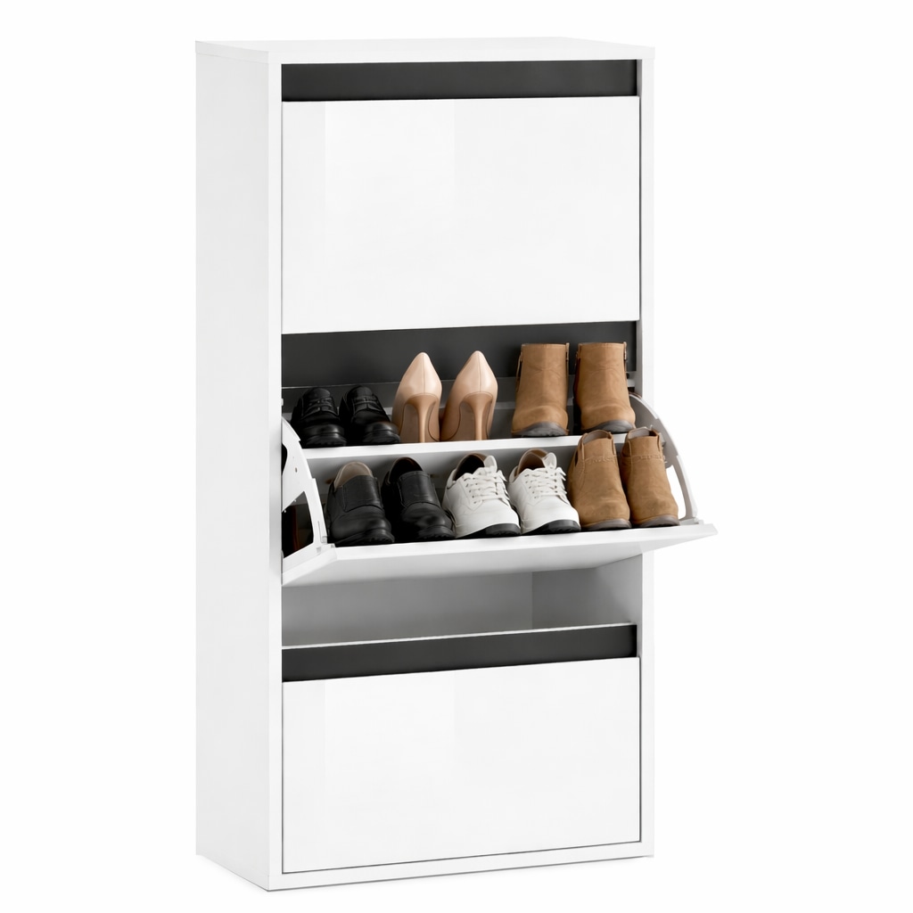 GOODproduct Schuhschrank »Locco, Schuhregal, Schuhkommode, Breite 50 cm« Schuhkipper, UV-lackiert, Hochglanz, grifflos, 3-türig