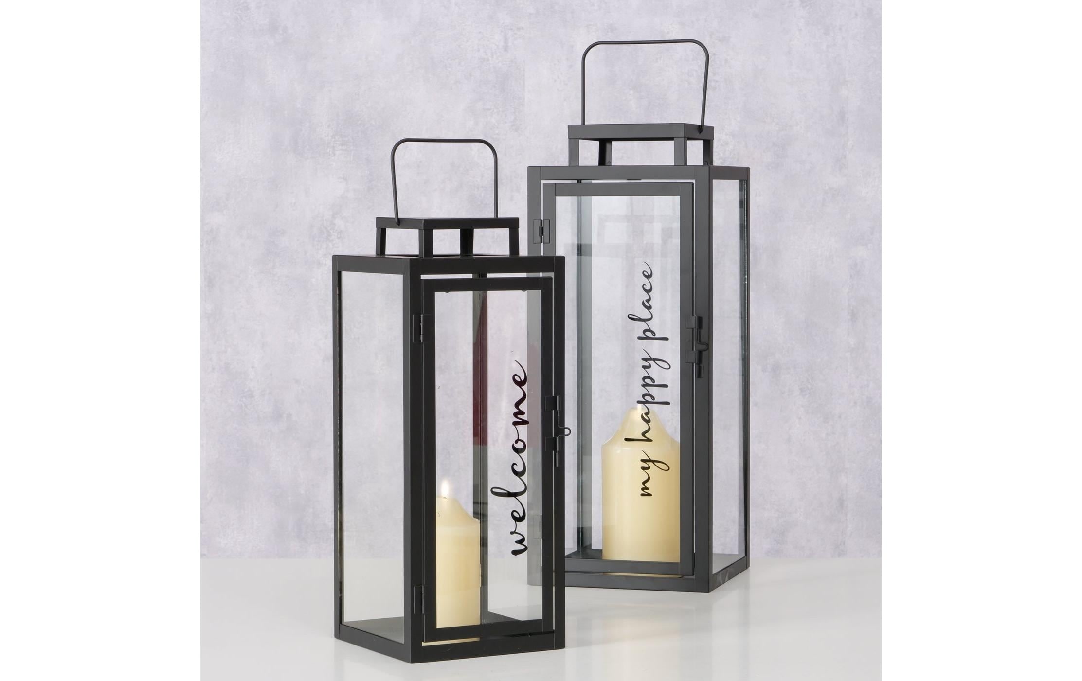 BOLTZE Kerzenlaterne »Manhattan 2-teilig« mit beschrifteten Glas