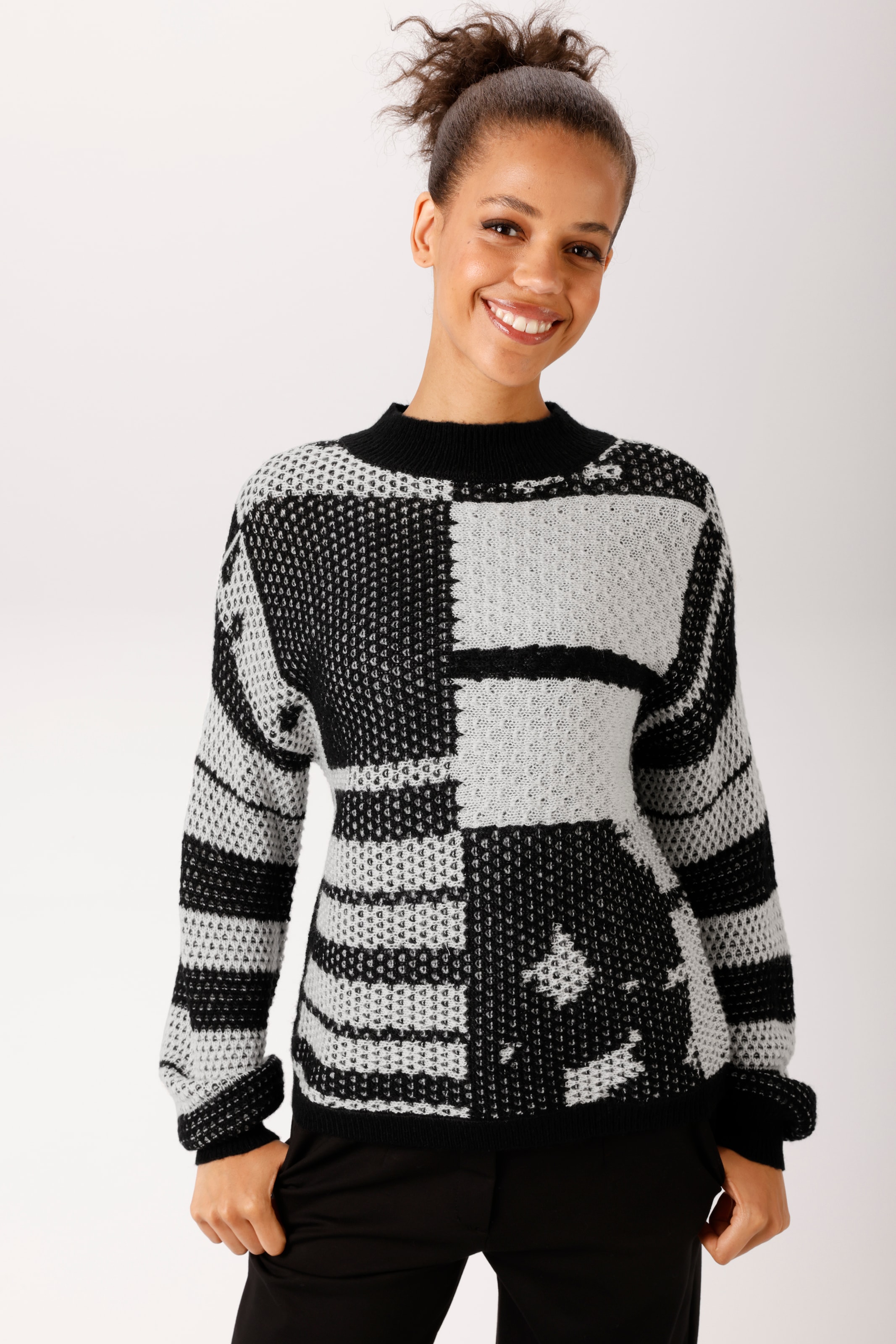 Image of Aniston CASUAL Strickpullover im attraktiven Patch-Dessin und Mustermix - NEUE KOLLEKTION