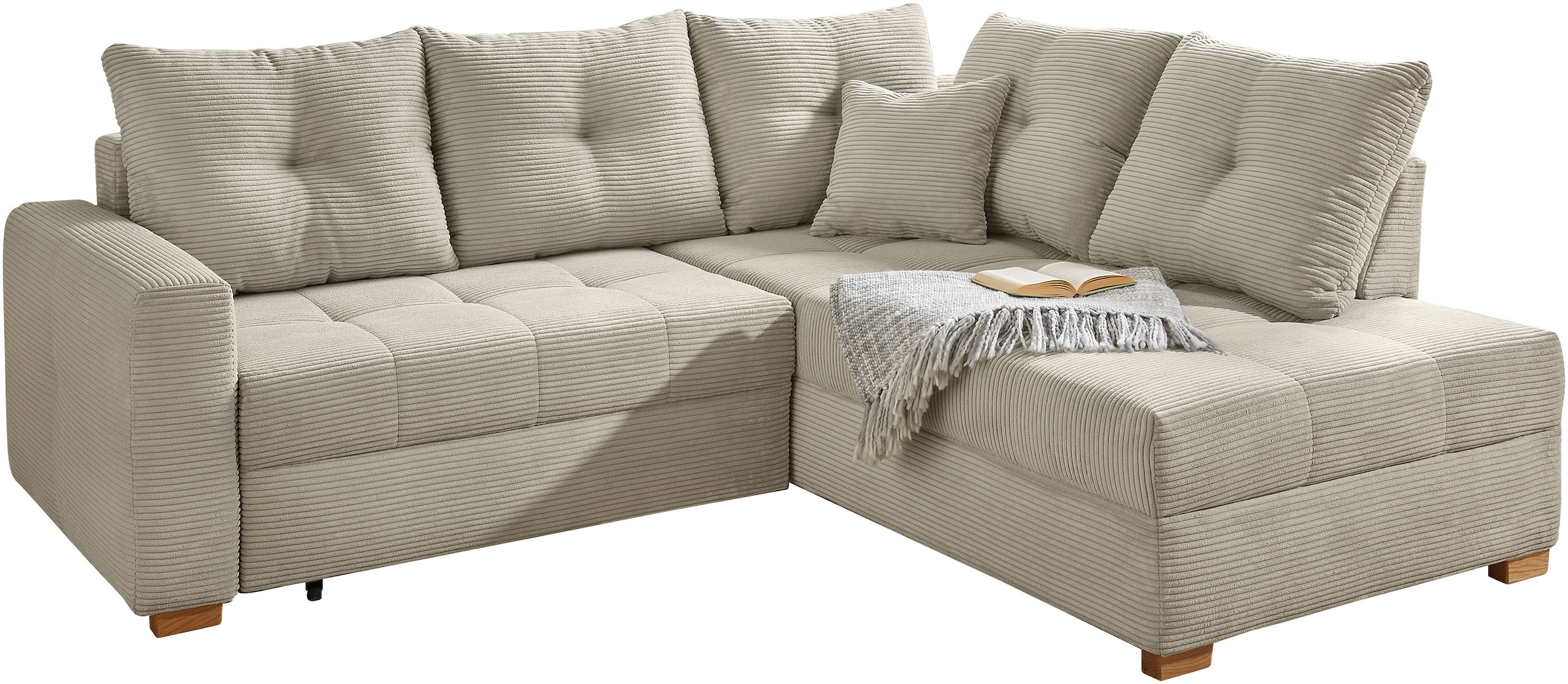 Jockenhöfer Gruppe Canapé d'angle »Heidelberg L-Form, B: 228 cm« avec fonction couchage, coffre-lit & coussin décoratif