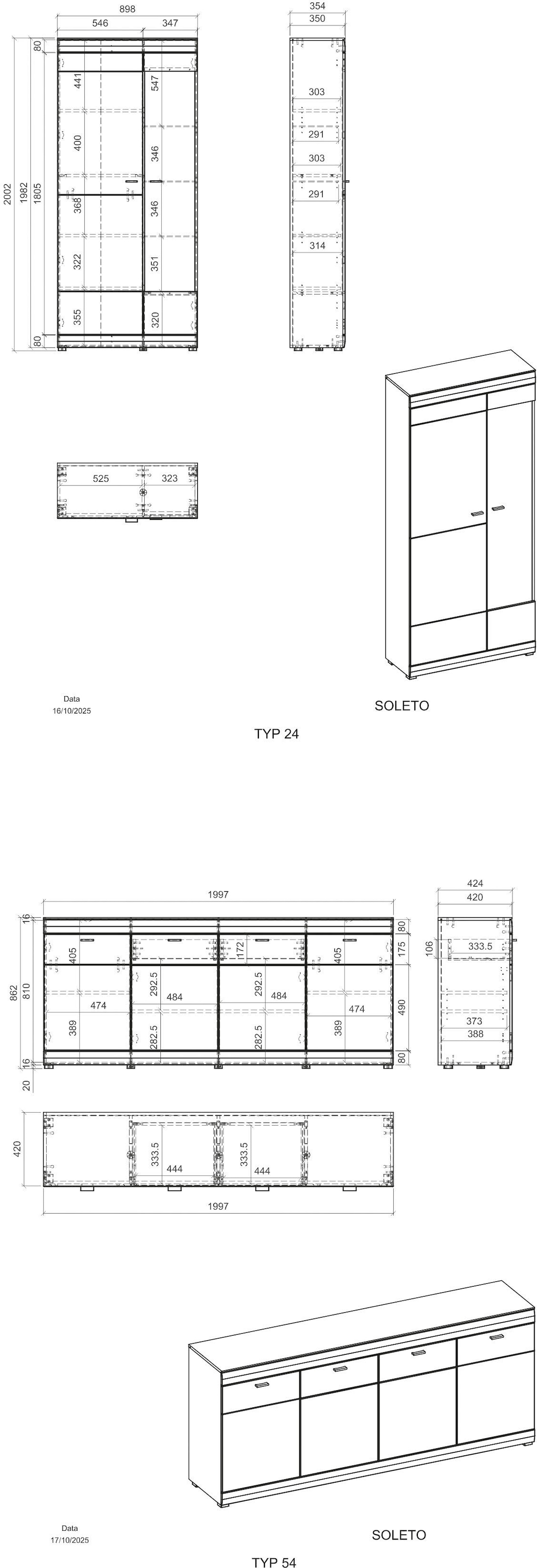 Home affaire Wohnwand »Soleto, zeitlose Anbauwand, Komplettset im modernen Stil« Komplett-Set, 2 Stk. tlg.