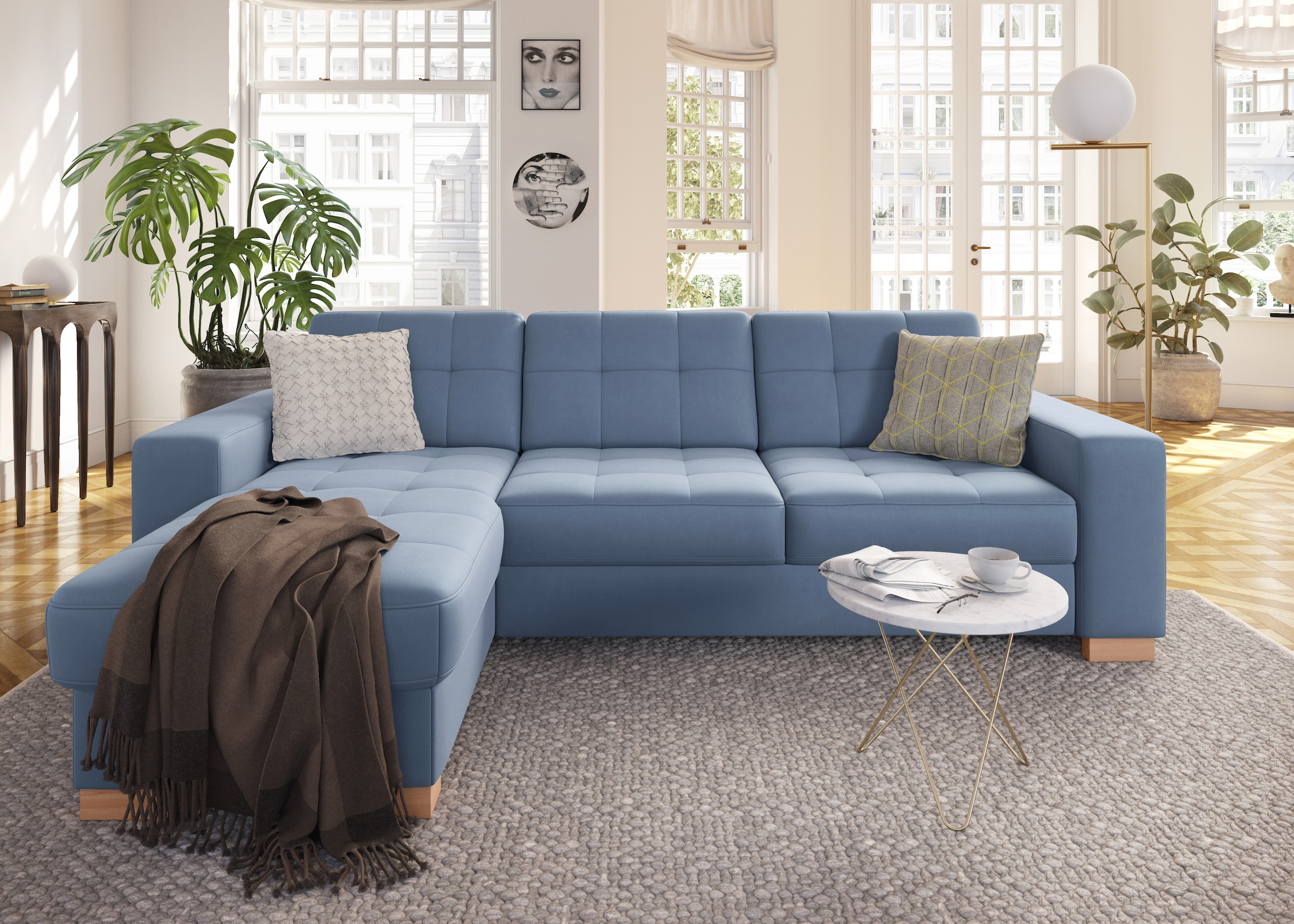 sit&more Ecksofa »Quincy L-Form« wahlweise mit Bettfunktion und Bettkasten