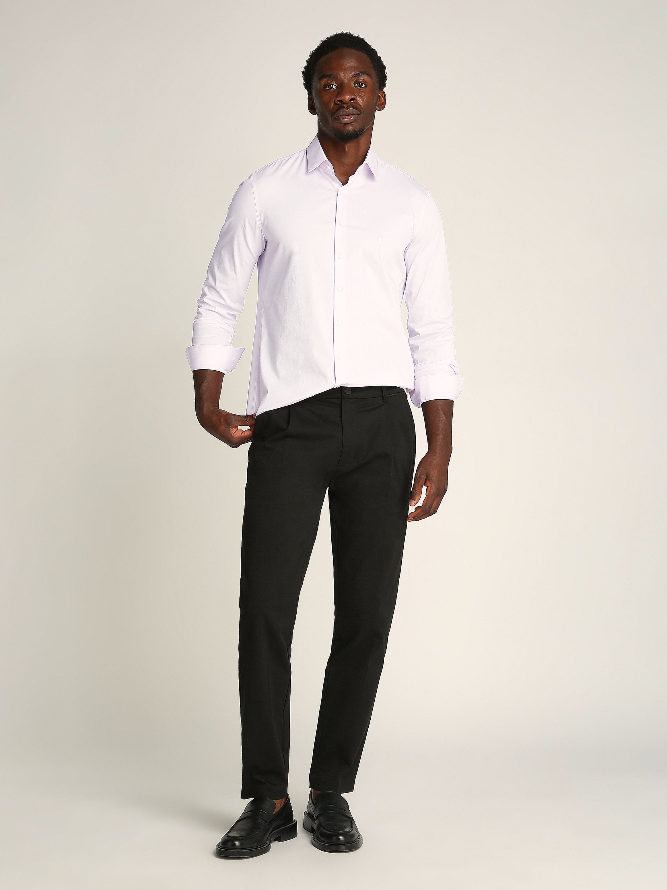 Calvin Klein Chemise d'affaires »POPLIN STRETCH SLIM SHIRT« mit Kentkragen, Logoprint auf Brusthöhe