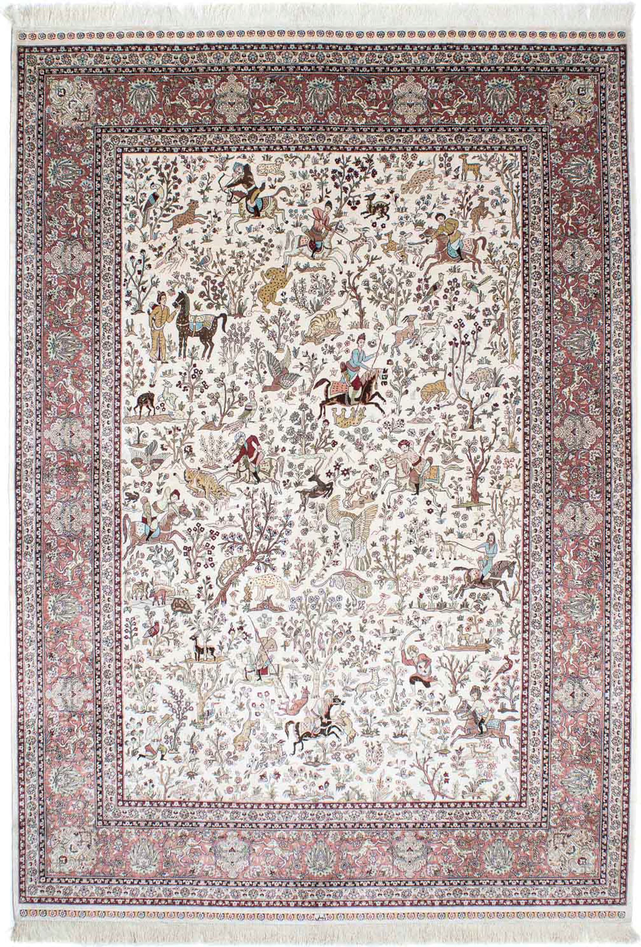 morgenland Orientteppich »Hereke - 244 x 169 cm - beige«, rechteckig, Wohnzimmer, Handgeknüpft, Einzelstück mit Zertifikat
