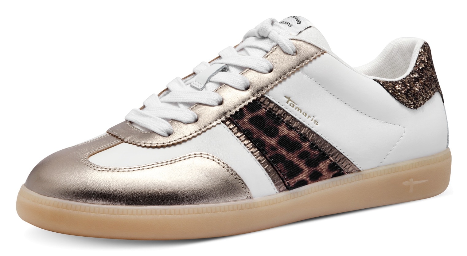 Image of Tamaris Plateausneaker, Freizeitschuh, Halbschuh, Schnürschuh mit Glitter an der Ferse