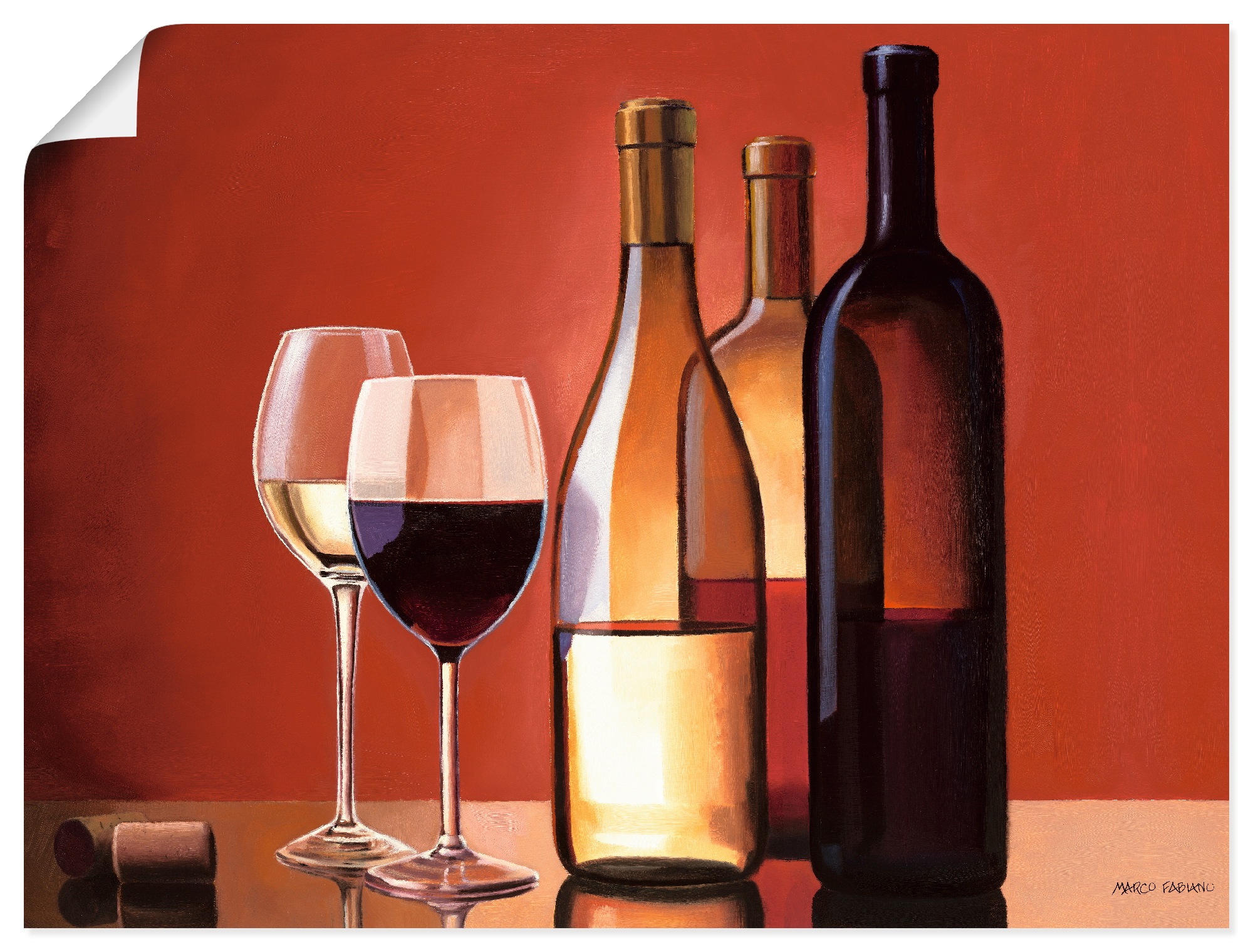 Image of Artland Wandbild »Wein Trio«, Getränke, (1 St.), in vielen Grössen & Produktarten -Leinwandbild, Poster, Wandaufkleber / Wandtattoo auch für Badezimmer geeignet bei Ackermann Versand Schweiz