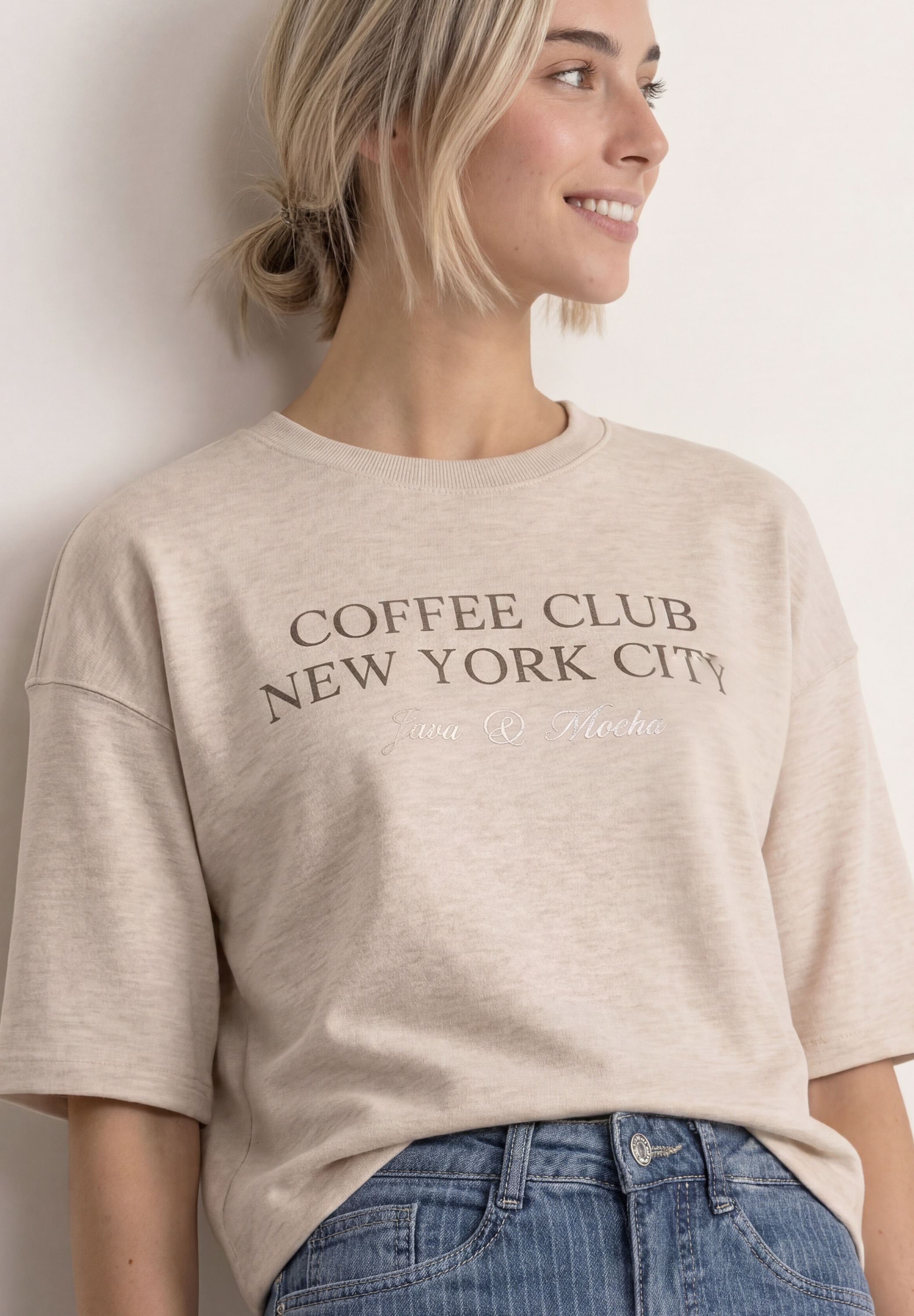 Image of STREET ONE Sweater, Kurzarm-Sweater mit Wording