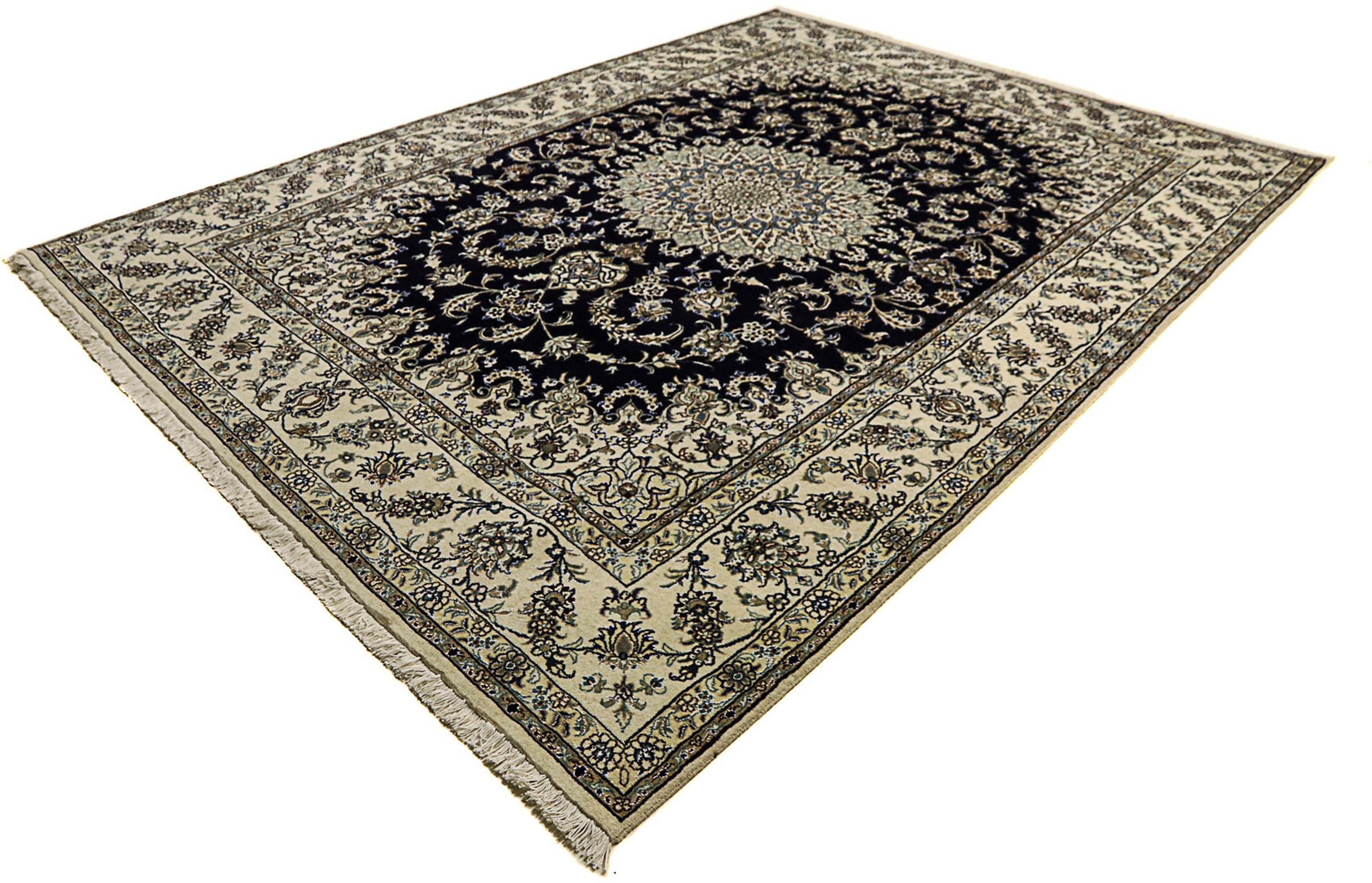 Image of morgenland Orientteppich »Perser - Nain - 343 x 251 cm - dunkelblau«, rechteckig, 12 mm Höhe, Wohnzimmer, Handgeknüpft, Einzelstück mit Zertifikat bei Ackermann Versand Schweiz