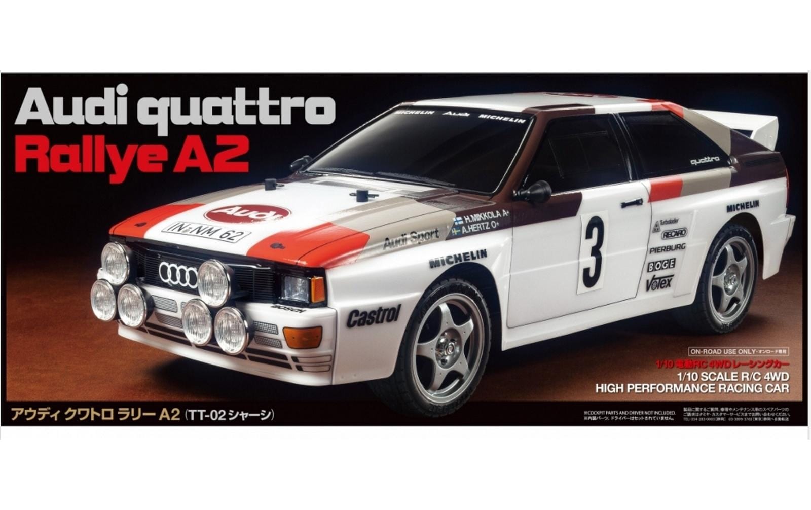Tamiya RC-Auto »Audi Quattro A2 TT-02 Bausatz«