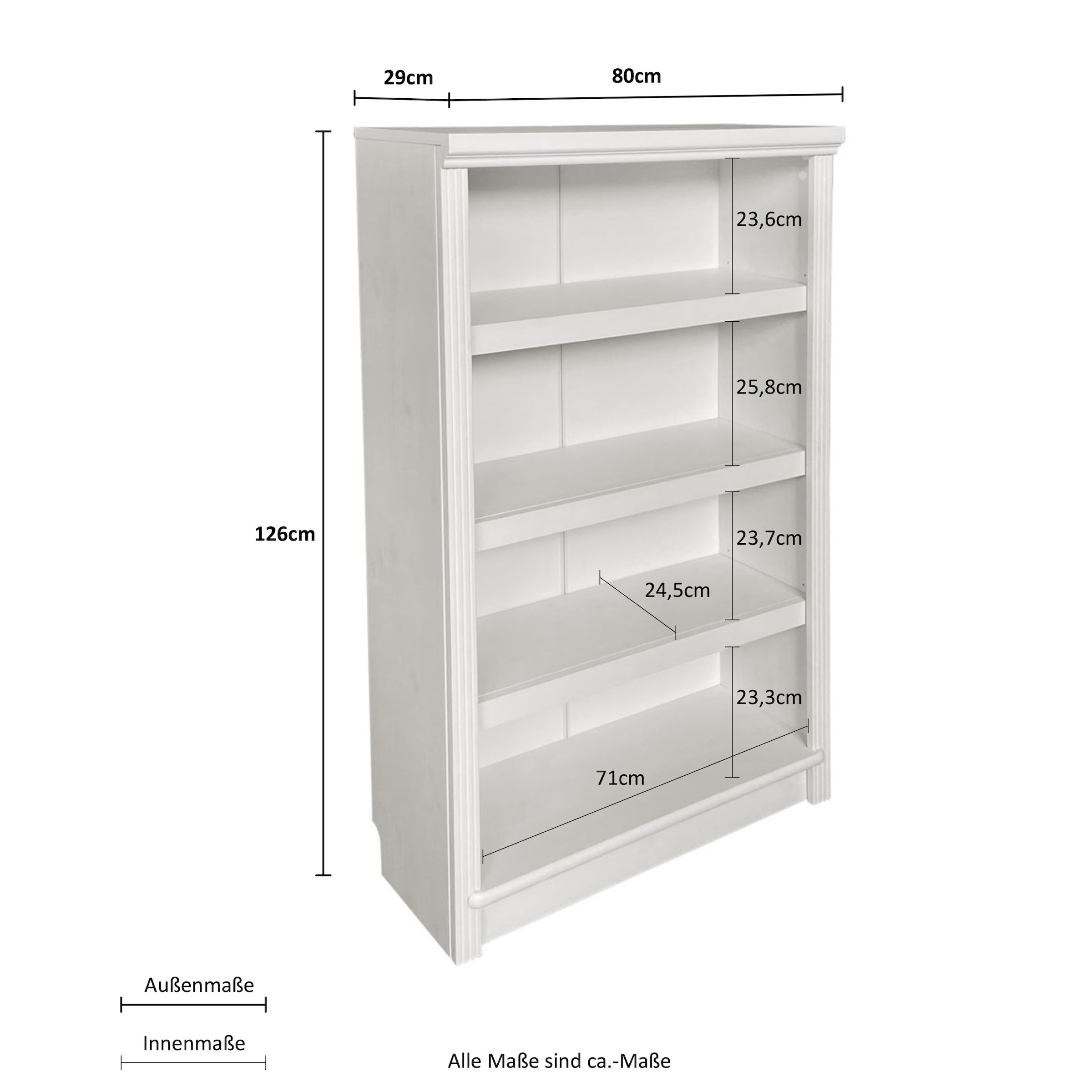 Home affaire Standregal »Soeren Stege«, aus massiver Kiefer, Masse (B/T/H): 80/ 29/126 cm, mit 3 Regalböden