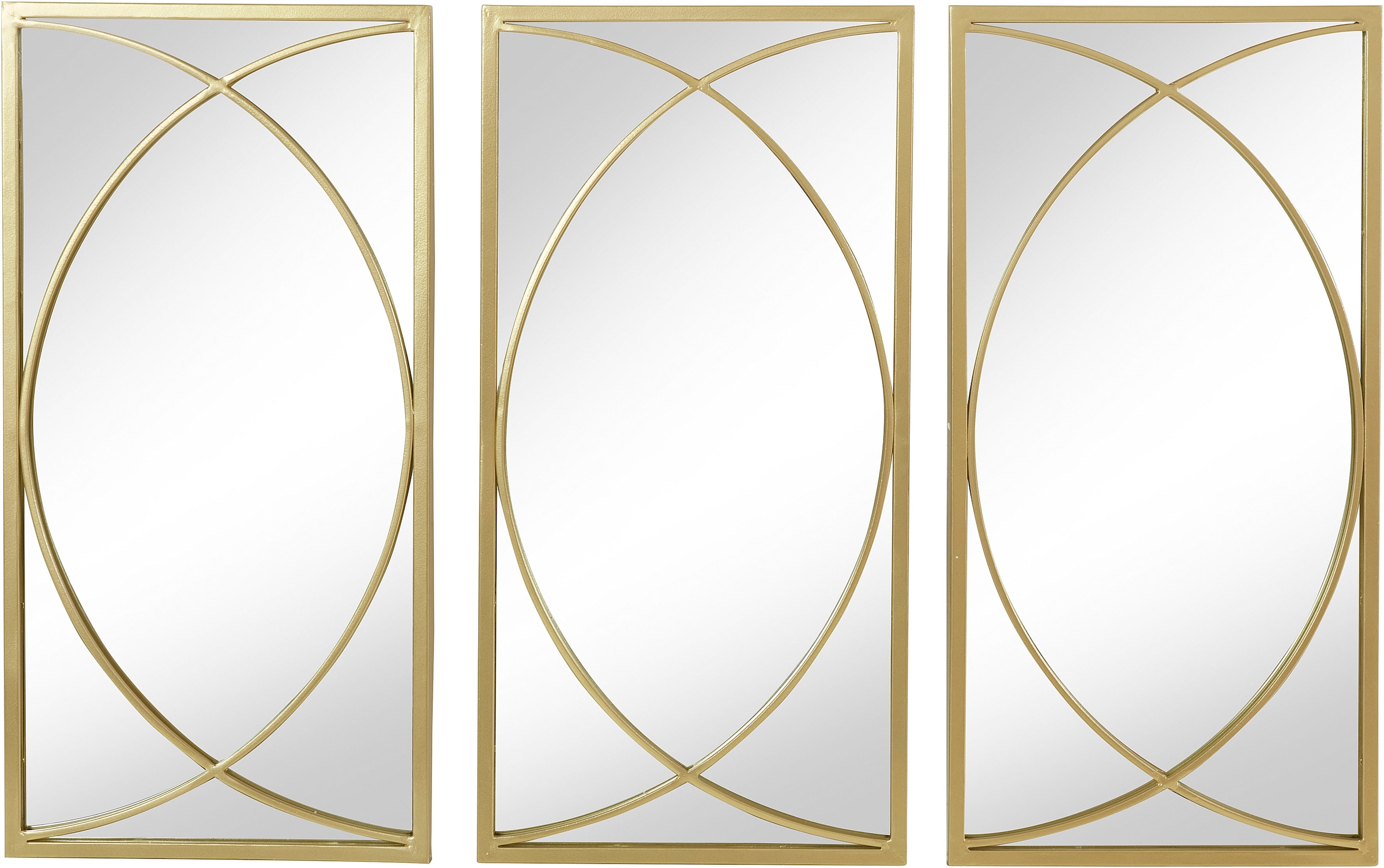 Dekospiegel »Noyon«, (3 St.), Wandspiegel, Metallrahmen, goldfarben