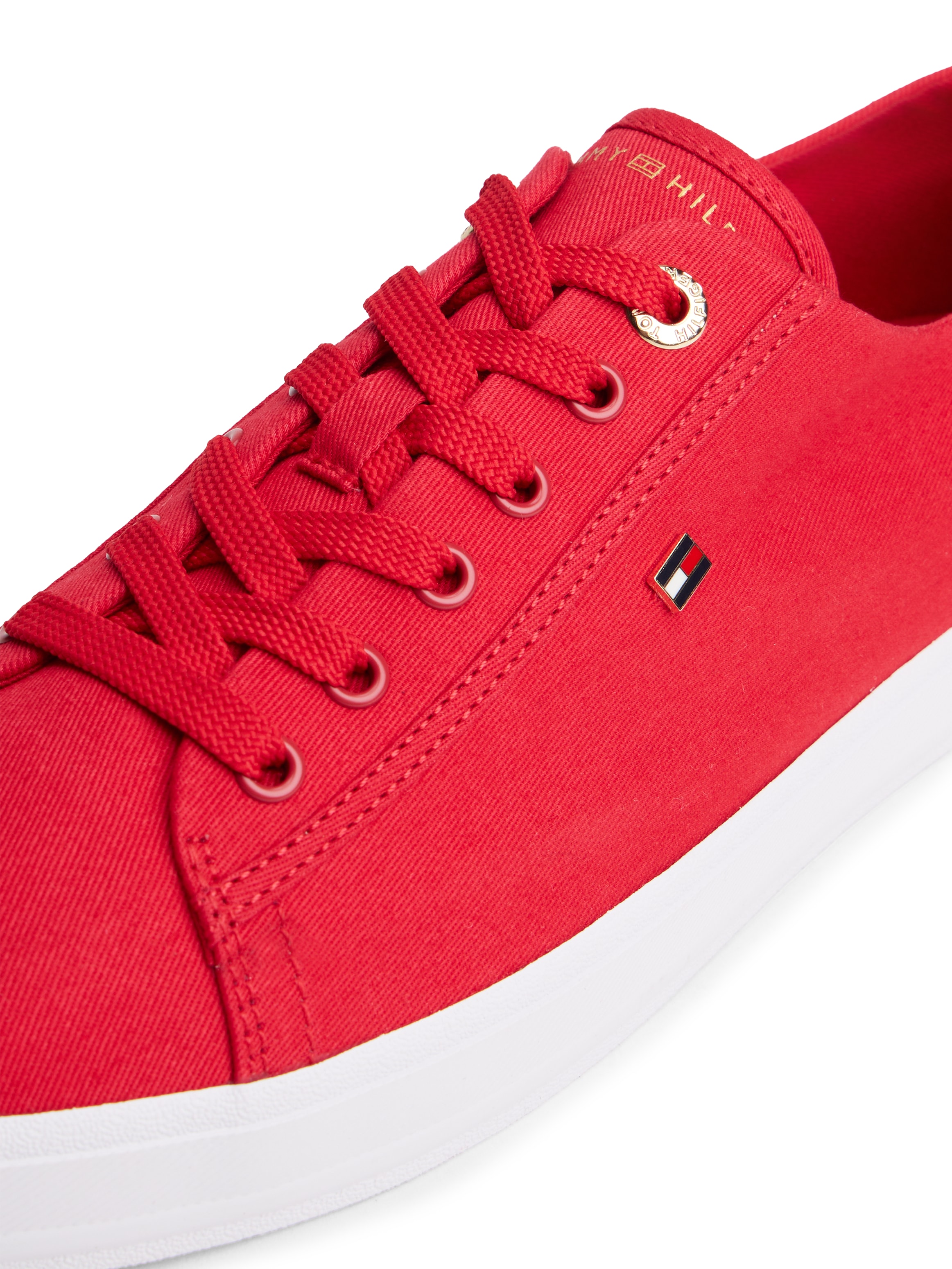 Tommy Hilfiger Baskets à plateforme »TH FOXING SNEAKER CANVAS«  Chaussure de loisirs, chaussure basse, à lacets avec broderie logo - forme étroite