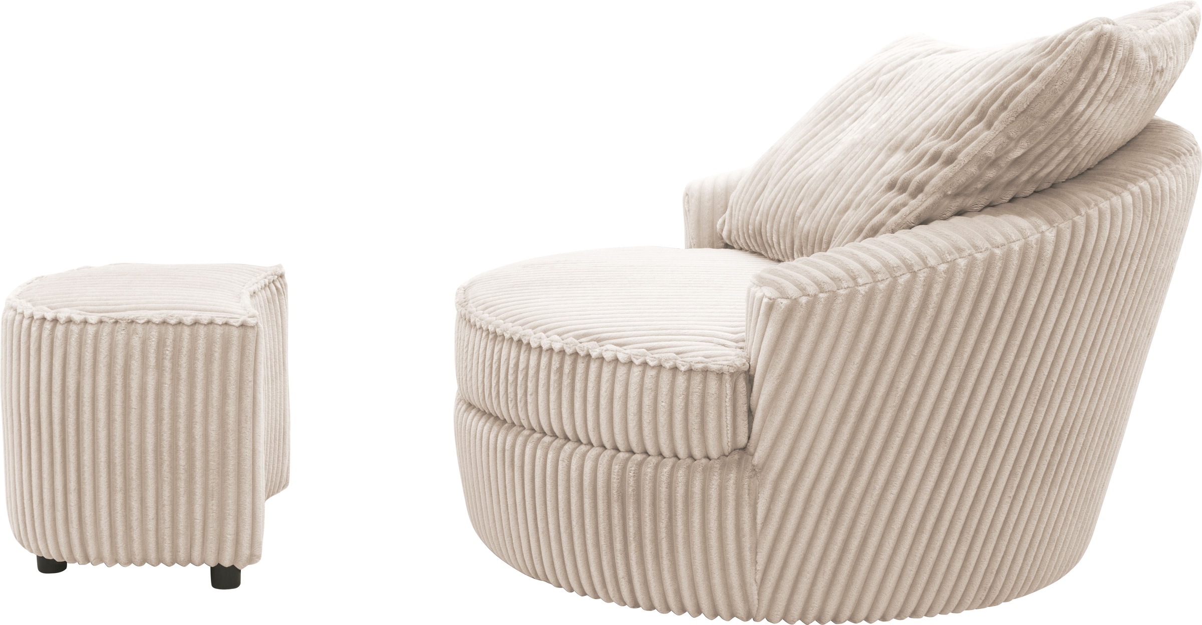 INOSIGN Drehsessel »AMECA, Relaxsessel mit Drehfunktion und Hocker, 122 x 126 x 76 cm,«, (Set, 2 St.), Love-Seat XXL und Lesesessel in Megacord