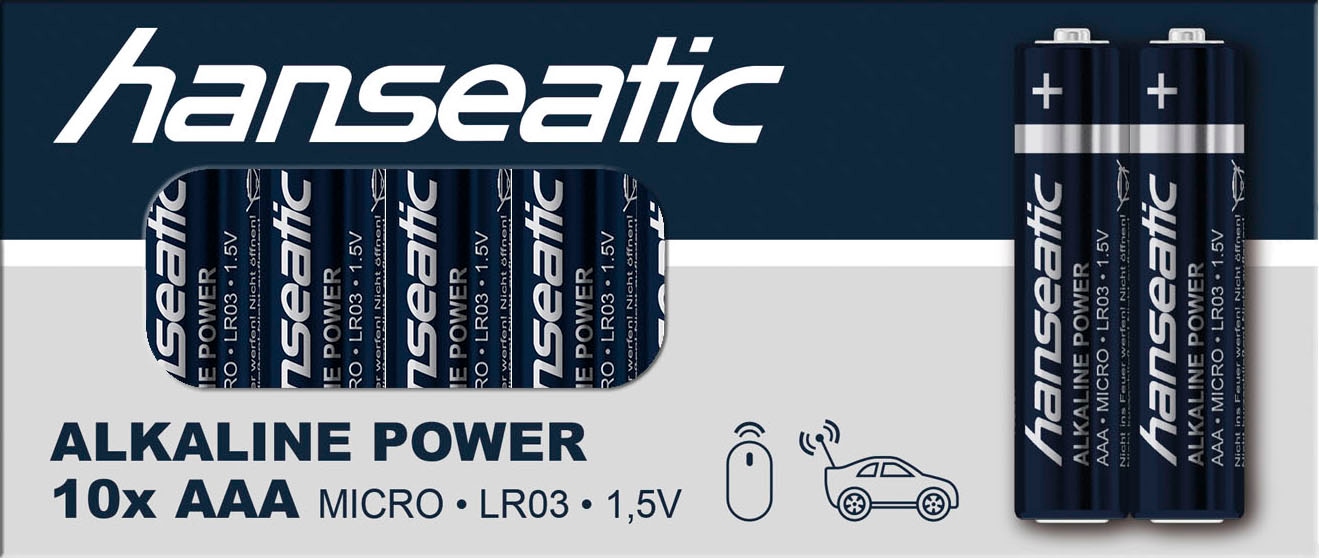 Hanseatic Batterie »40er Pack Alkaline Power, AAA Micro«, LR03, (Packung, 40 St.), bis zu 5 Jahren Lagerfähigkeit