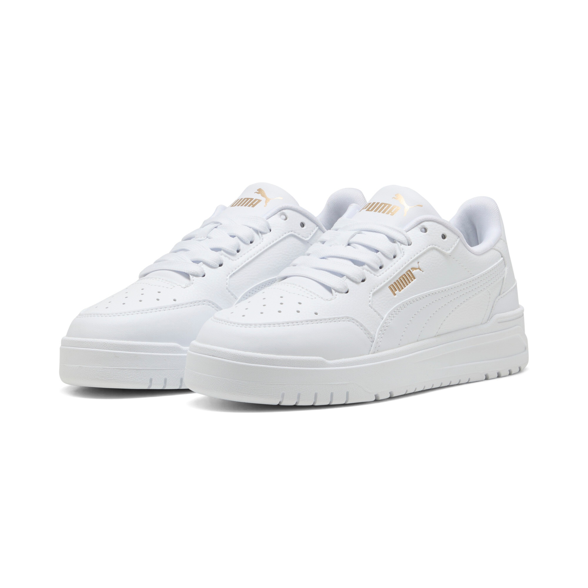 Puma, Herren, PUMA Sneaker »SHUFFLE DOWNTOWN LO JR« für Jugendliche, puma weiß, puma weiß, puma gold, 38,5, Breite: Regulär