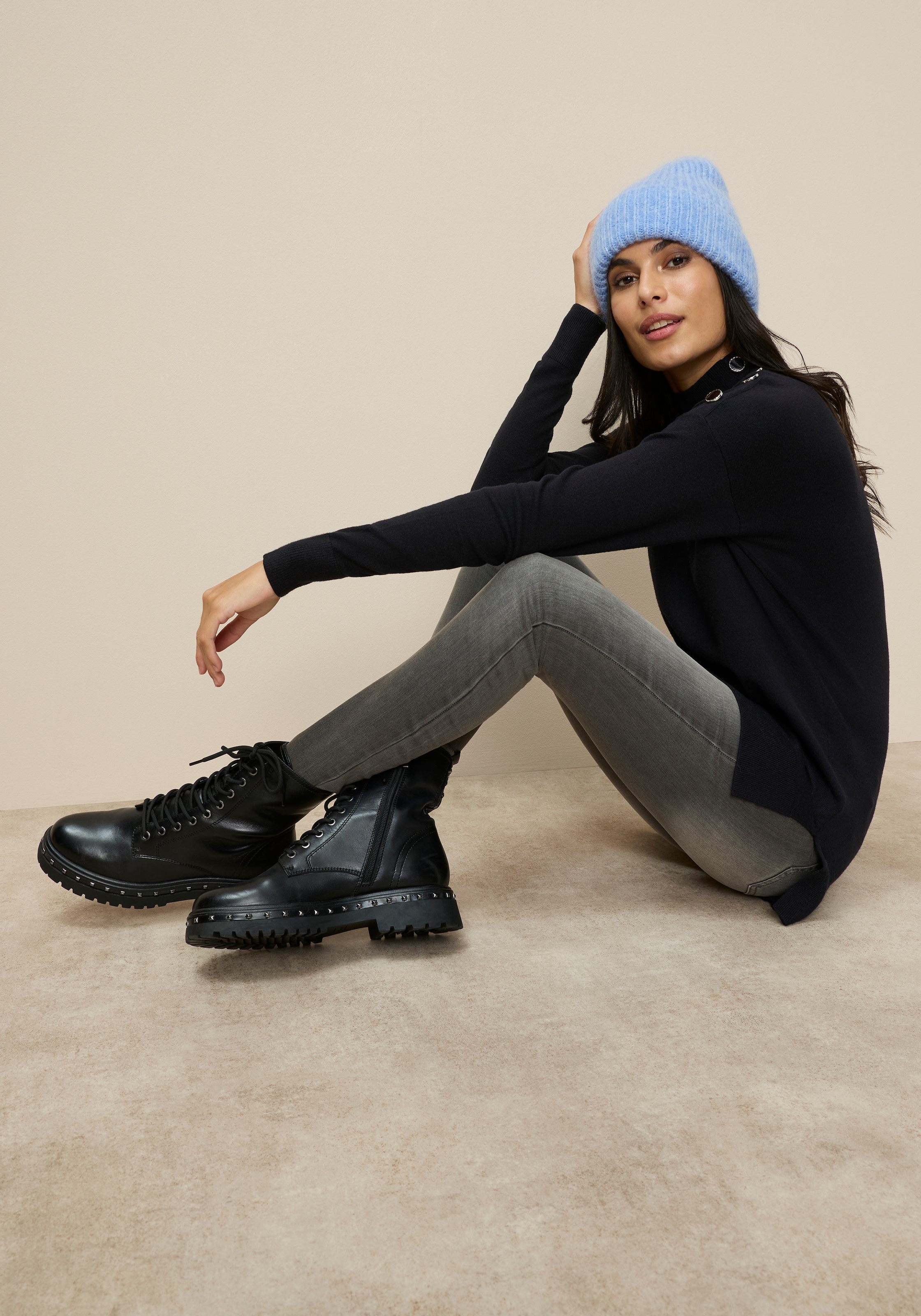 Tamaris Pull à col montant mit Knöpfen an der Schulter