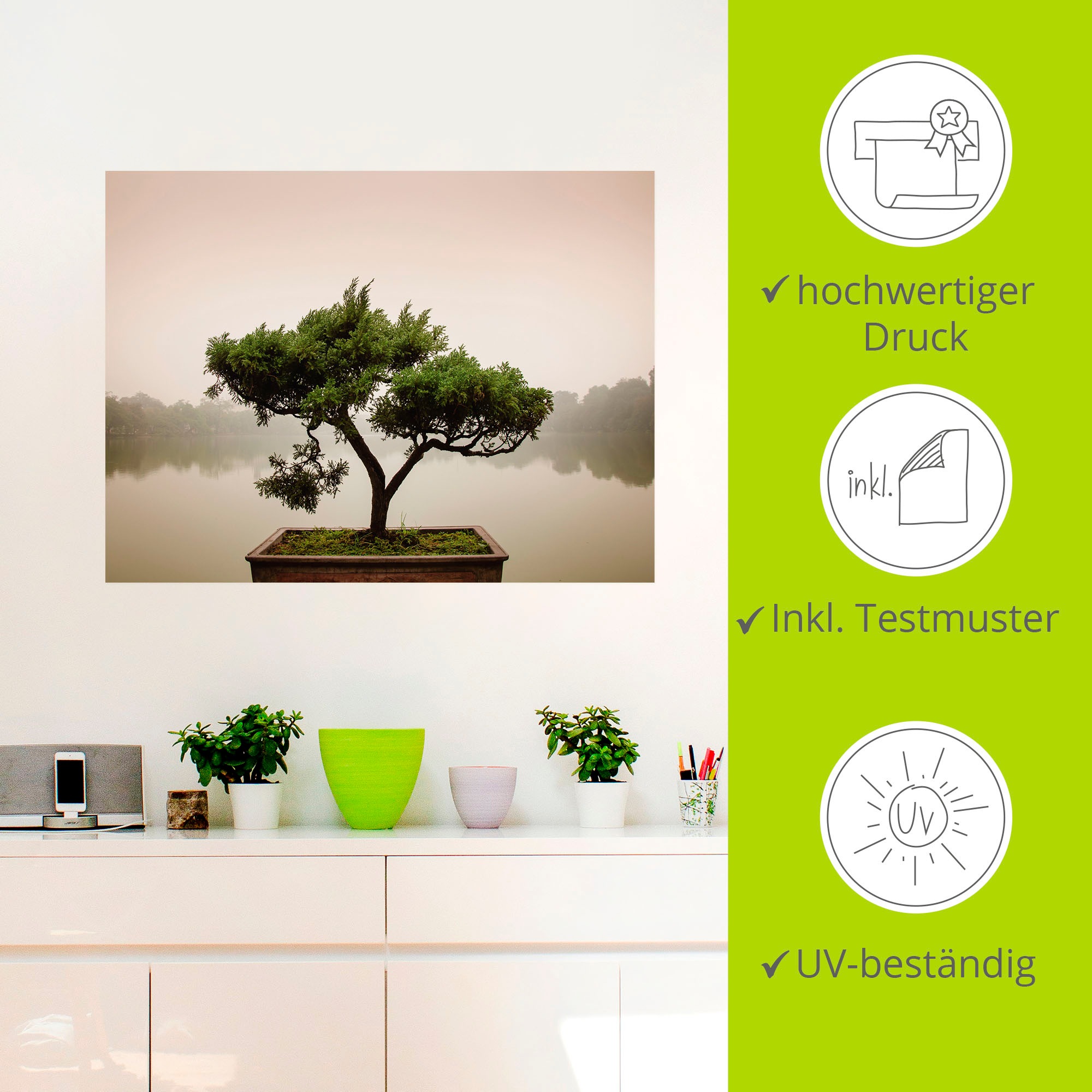 Artland Wandbild »Chinesischer Bonsaibaum«, Bäume, (1 St.), als Alubild, Outdoorbild, Leinwandbild, Poster, Wandaufkleber