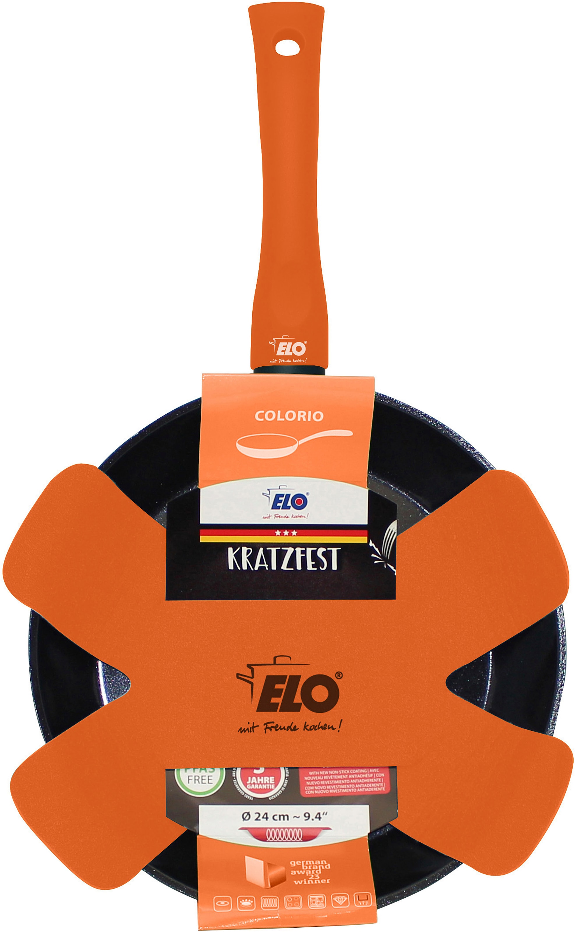 Elo Basic Sauteuse »Colorio mit farbigem Protektor« Aluminium Ensemble, Poêle avec protection poêle, 2 tlg. Poignée soft-touch avec protection contre les flammes