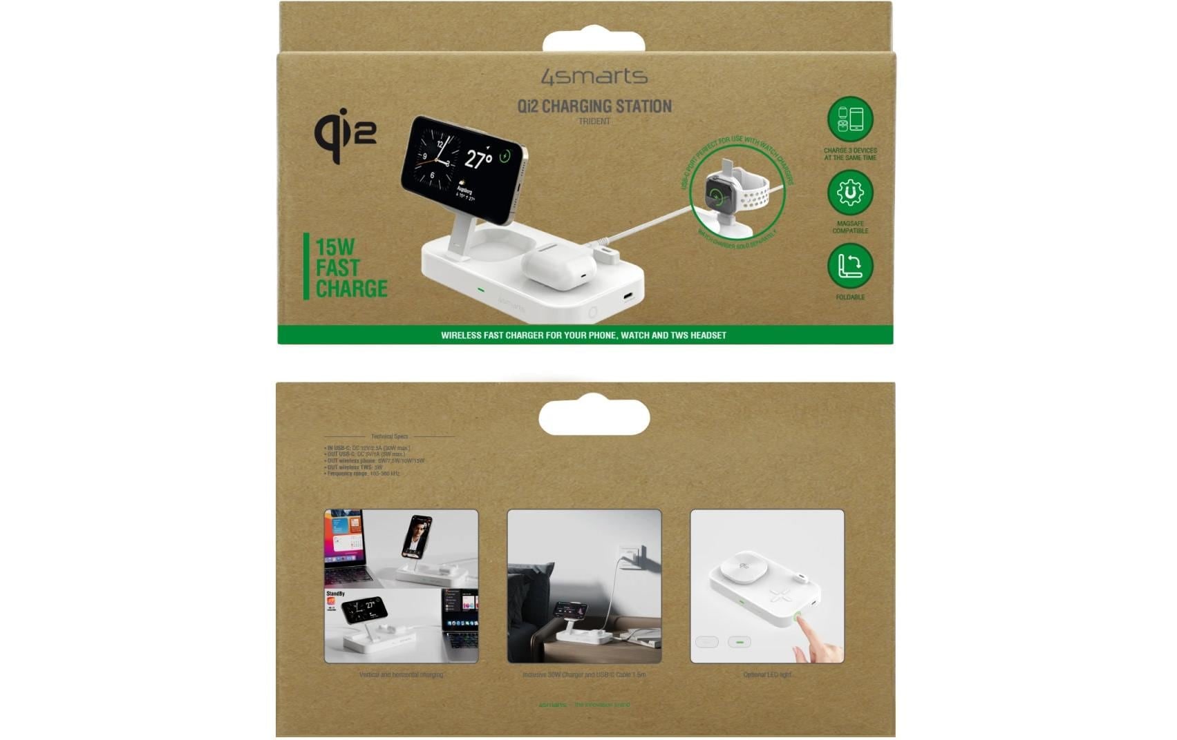 4smarts USB-Ladegerät »Qi2 Weiss«