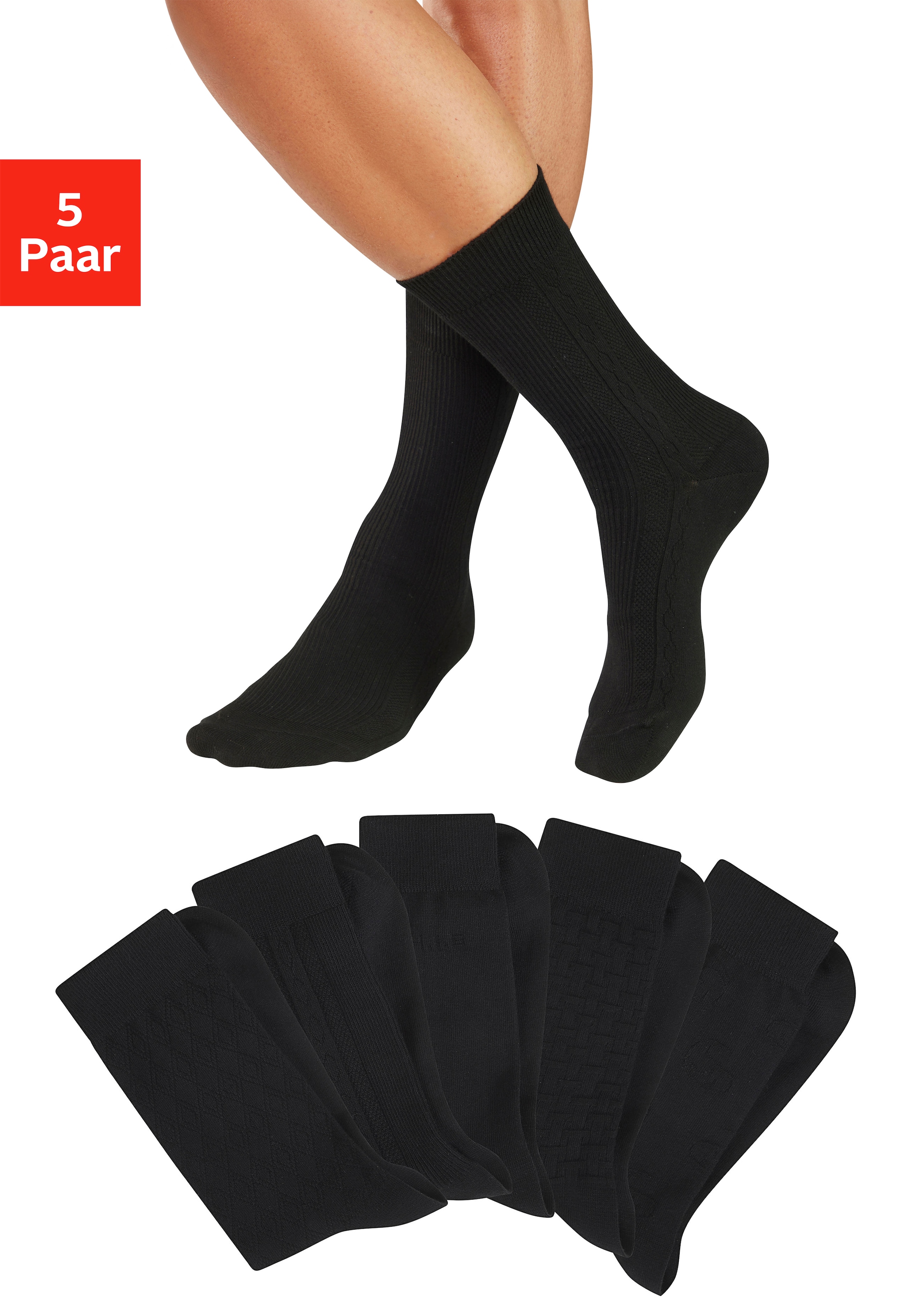 Image of H.I.S Businesssocken Packung, 5 Paar tlg. mit dezent eingestrickten Designs