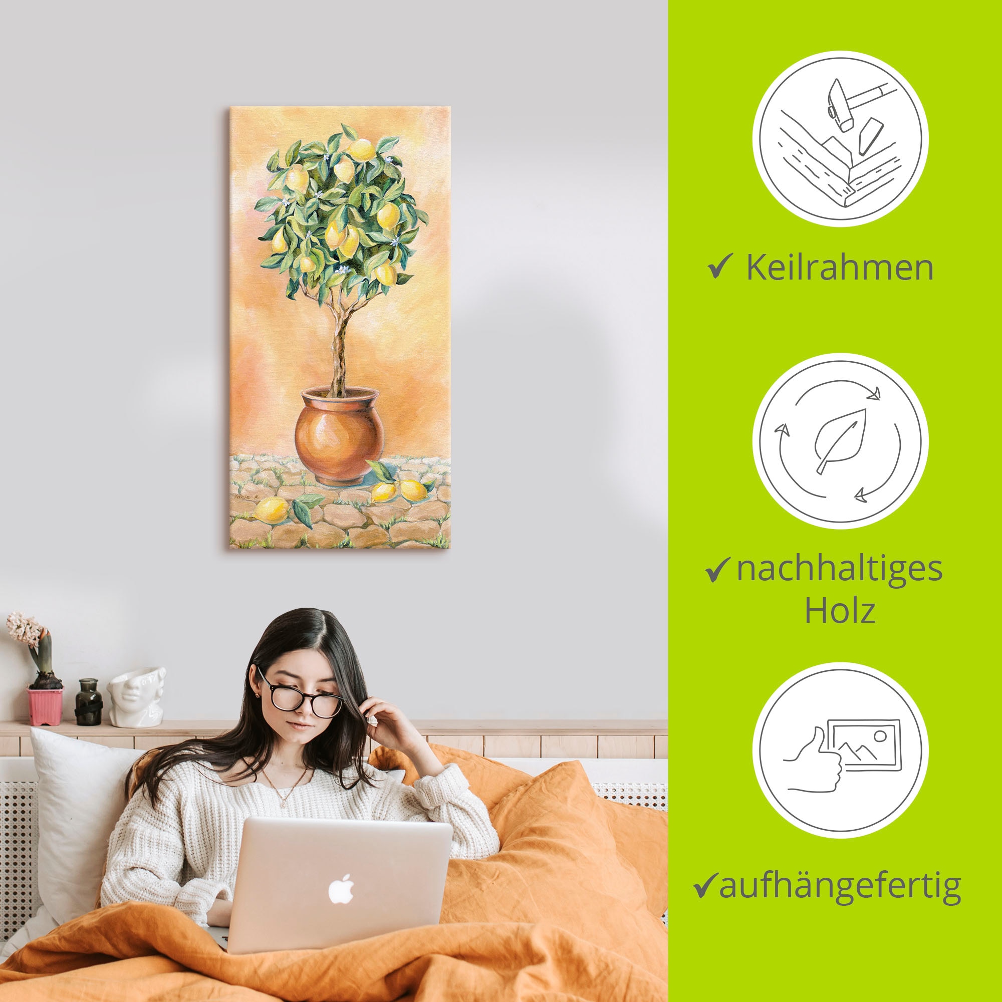 Artland Wandbild »Zitronenbaum I«, Pflanzen, (1 St.), als Alubild, Outdoorbild, Leinwandbild in verschied. Grössen