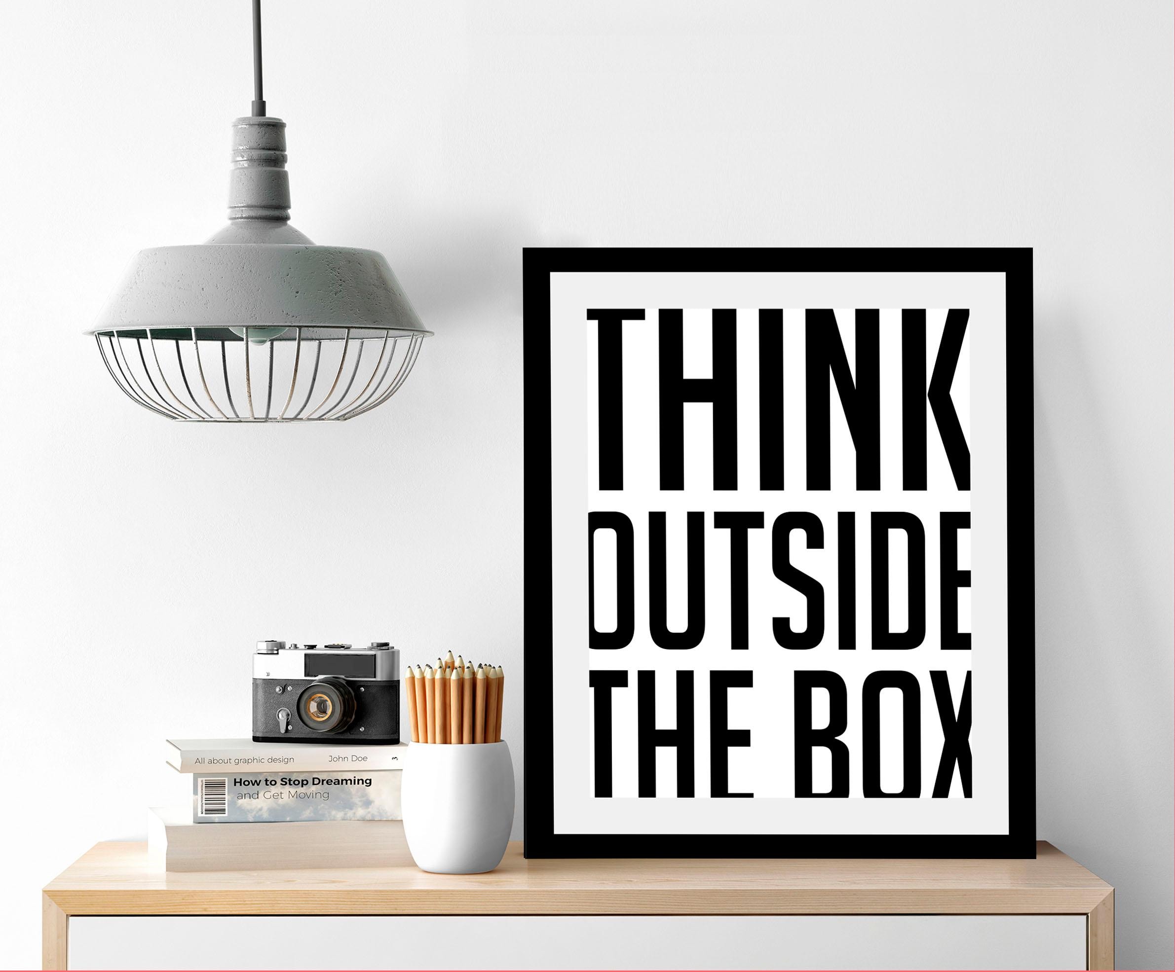 queence Image »Think outside« HD Premium Poster-Druck inkl. Holzrahmen