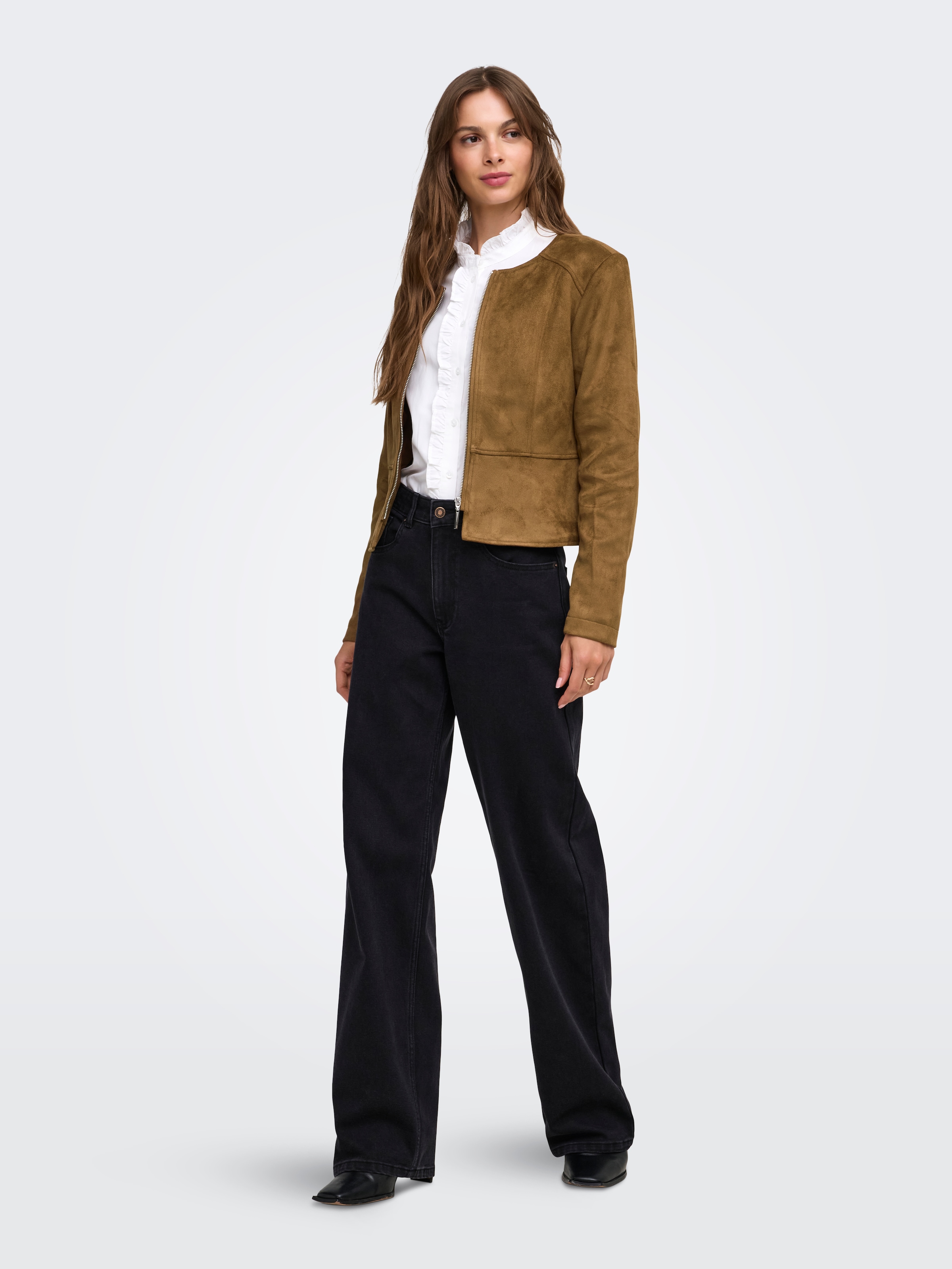 ONLY Veste en imitation cuir »ONLSARAMY FAUX SUEDE JACKET OTW« Kunstfaser, Wildlederimitat