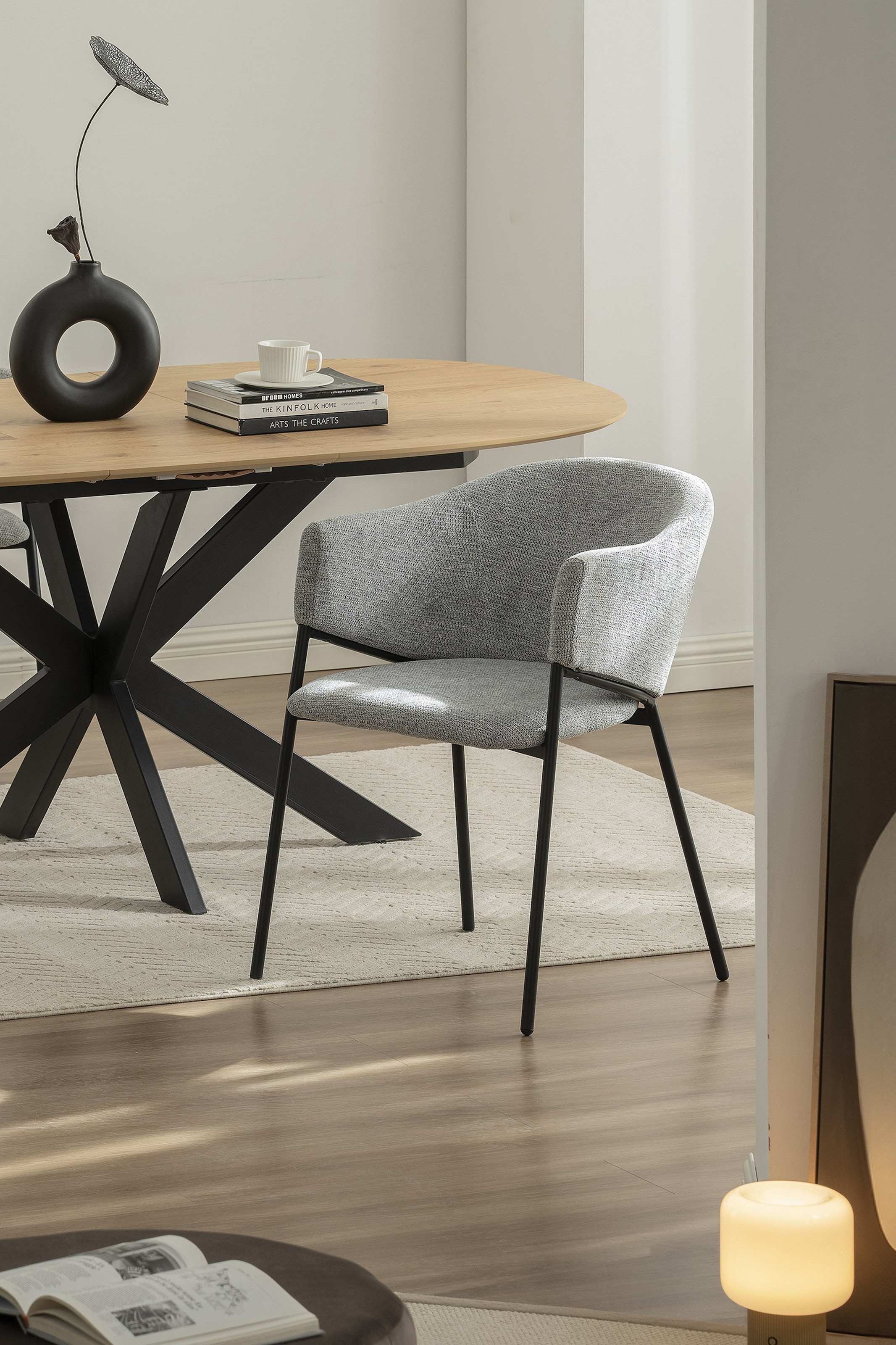 byLIVING Chaise de salle à manger »YORK« (Ensemble) 2 cuisStrukturstoff in grau, bis 110 kg, Schaumstoff, 4-Fussgestell