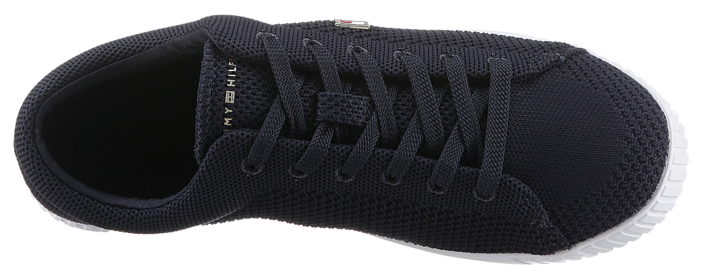 Tommy Hilfiger Sneaker »FLAG LACE UP SNEAKER KNIT«, Freizeitschuh, Halbschuh, Schnürschuh mit seitlichem Flaggen-Label