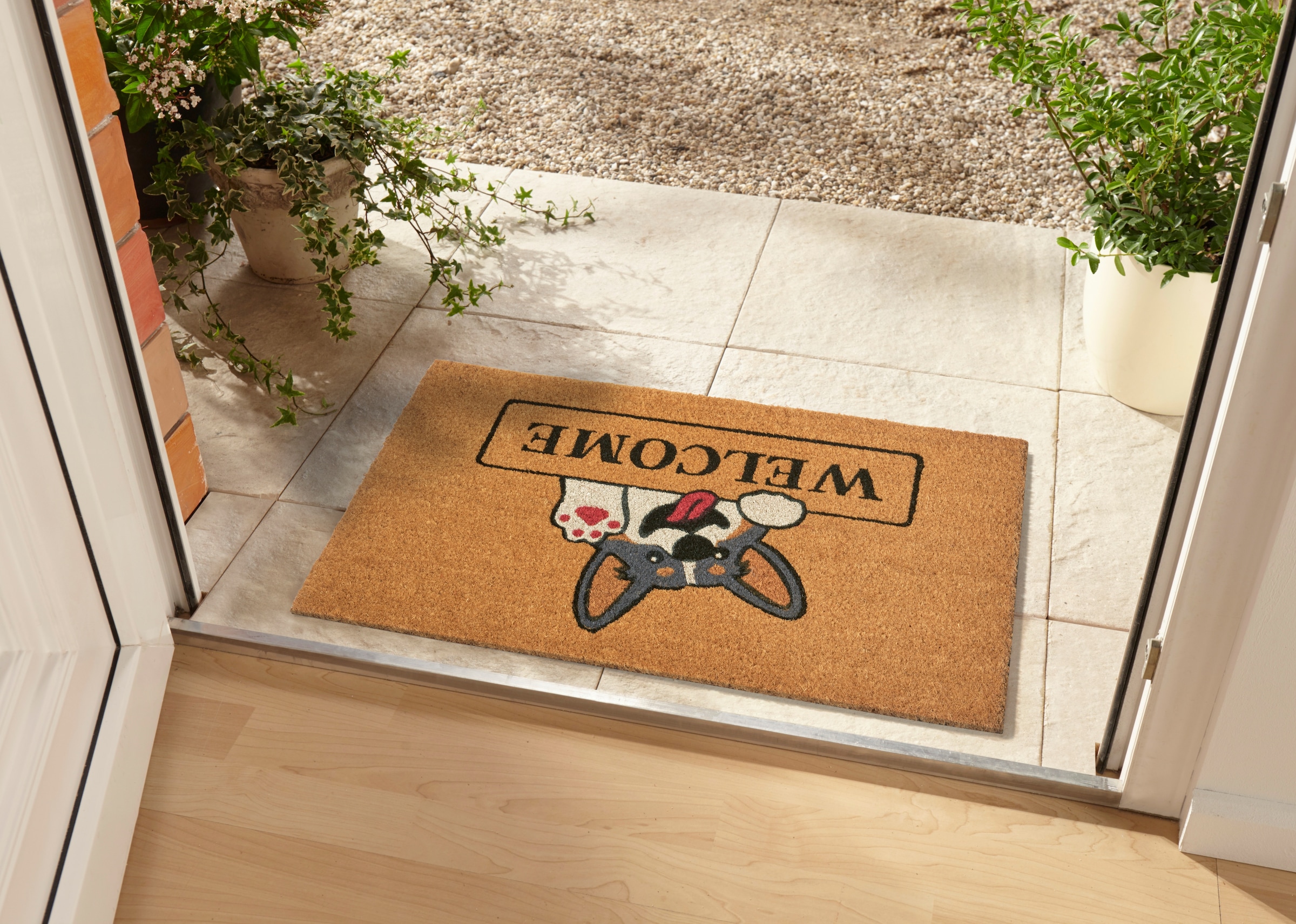 HANSE Home Fussmatte »Welcome & Dog, Türmatte«, rechteckig, 15 mm Höhe, Kokos, Schmutzfangmatte, Outdoor, Rutschfest, Innen, Kokosmatte, Flur