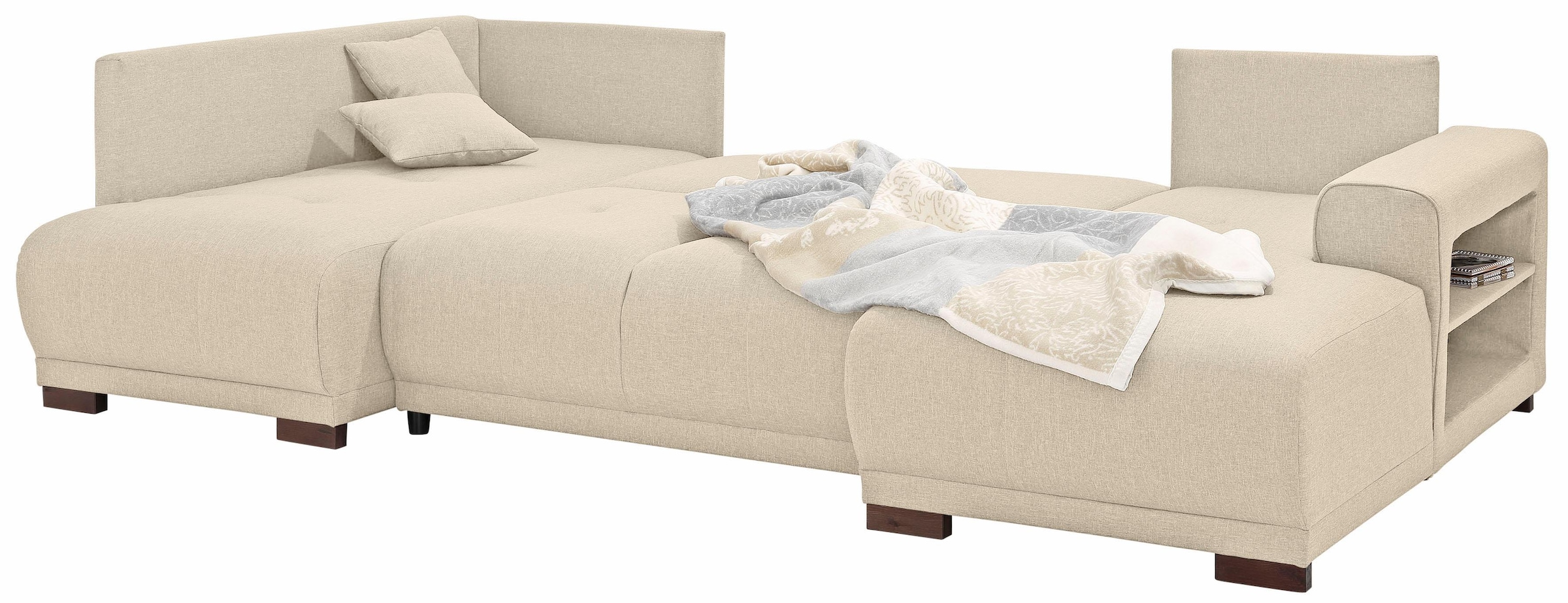 Home affaire Wohnlandschaft »Viborg U-Form« mit Regal in der Armlehne, wahlweise mit Bettfunktion