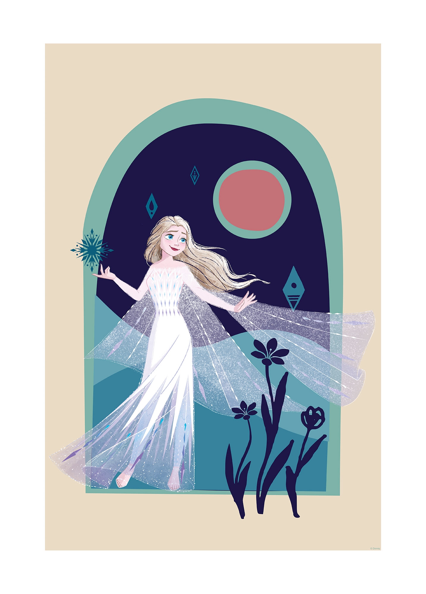 Komar Wandbild »Frozen Nocturnal Stroll« Disney Set, 1 Stk. tlg. 50 x 70 cm (Breite x Höhe) - Kinderzimmer, Dekoration