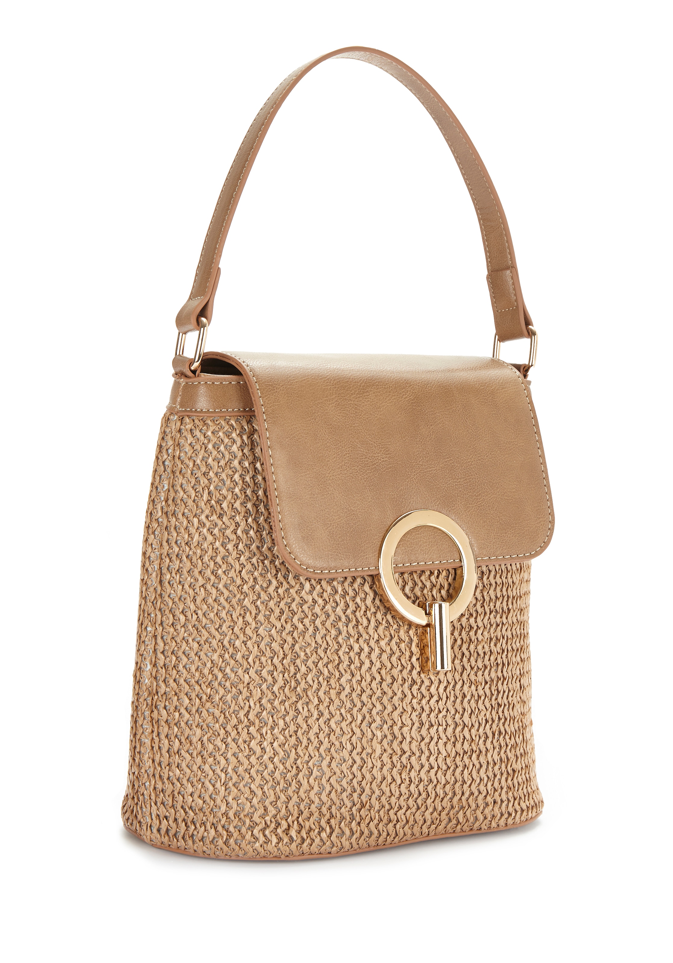 Image of LASCANA Umhängetasche "Schultertasche, Strandtasche, Tragetasche, Korbtasche, Crossbody Bag" Handtasche Damen zum Umhängen in modischer Bast-Optik VEGAN
