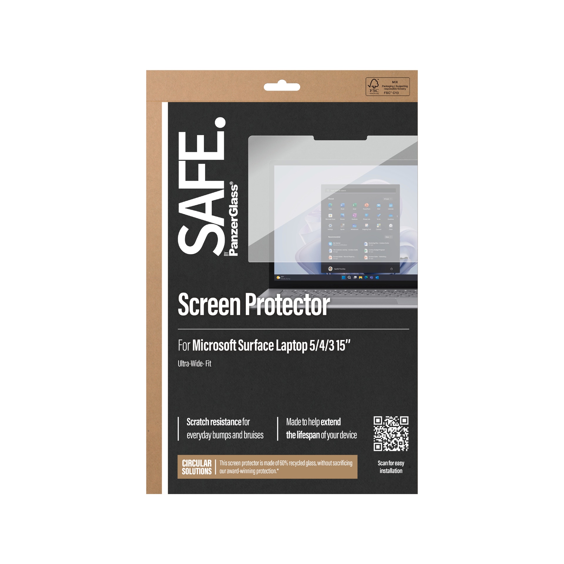 SAFE by PanzerGlass Displayschutzglas »Ultra-Wide Fit Screen Protector«, für Microsoft Surface Laptop 3 15-Microsoft Surface Laptop 4 15-Microsoft Surface Laptop 5 15, Displayschutzfolie, Schutzfolie, Bildschirmschutz, kratz- & stossfest
