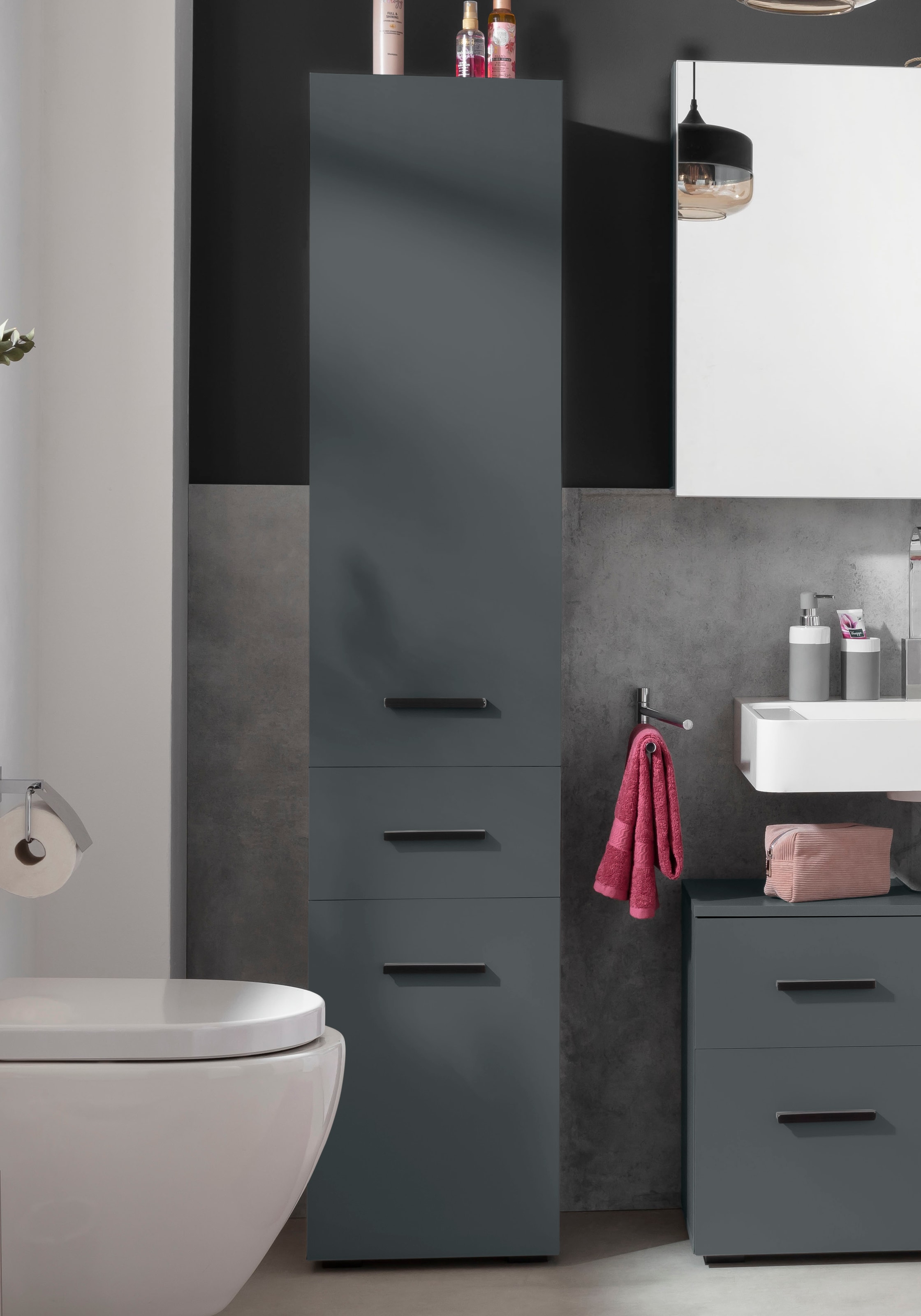 welltime Armoire haute »Skara« 3 étagères réglables derrière les portes, largeur 38 cm, hauteur 180 cm