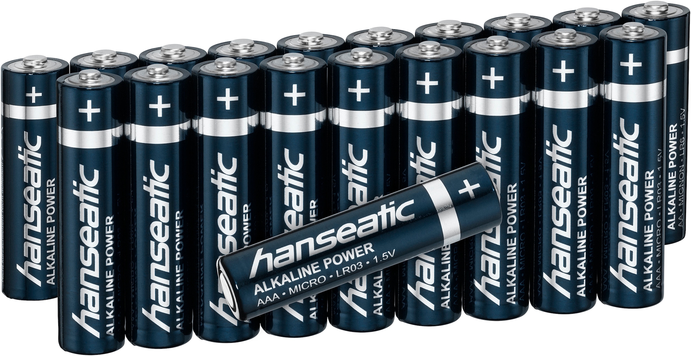 Hanseatic Batterie »10 St. AA + 10 St. AAA, Alkaline LR06 Mignon LR03 Micro«, 1,5 V, (Packung, 20 St.), bis zu 5 Jahren Lagerfähigkeit