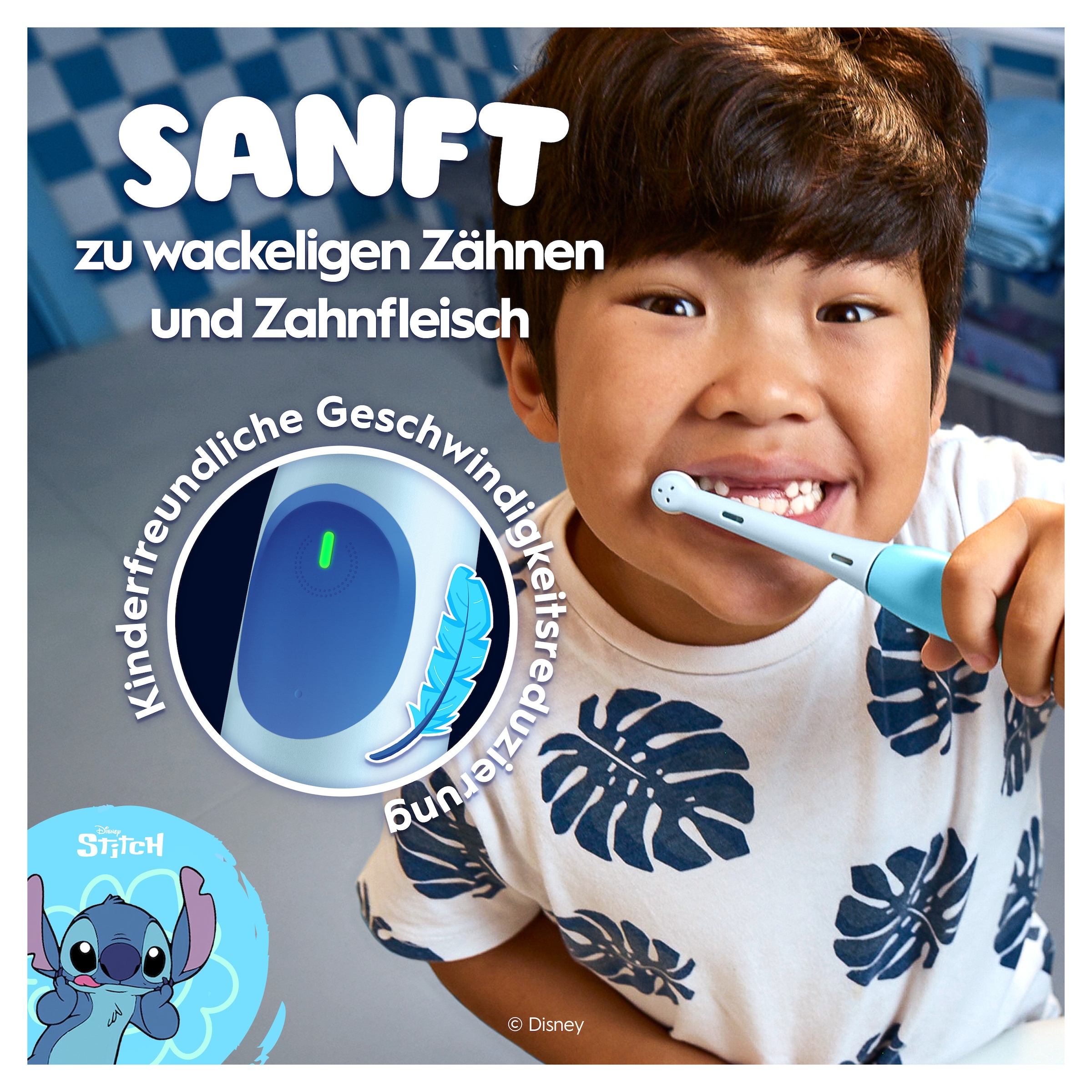 Oral-B Brosse à dents électrique pour enfants »iO Kids 6+ Stitch« 1 cuis Aufsteckbürsten 1 Reise-Etui, Musik-Timer, 3 Modi, ab 6 Jahren