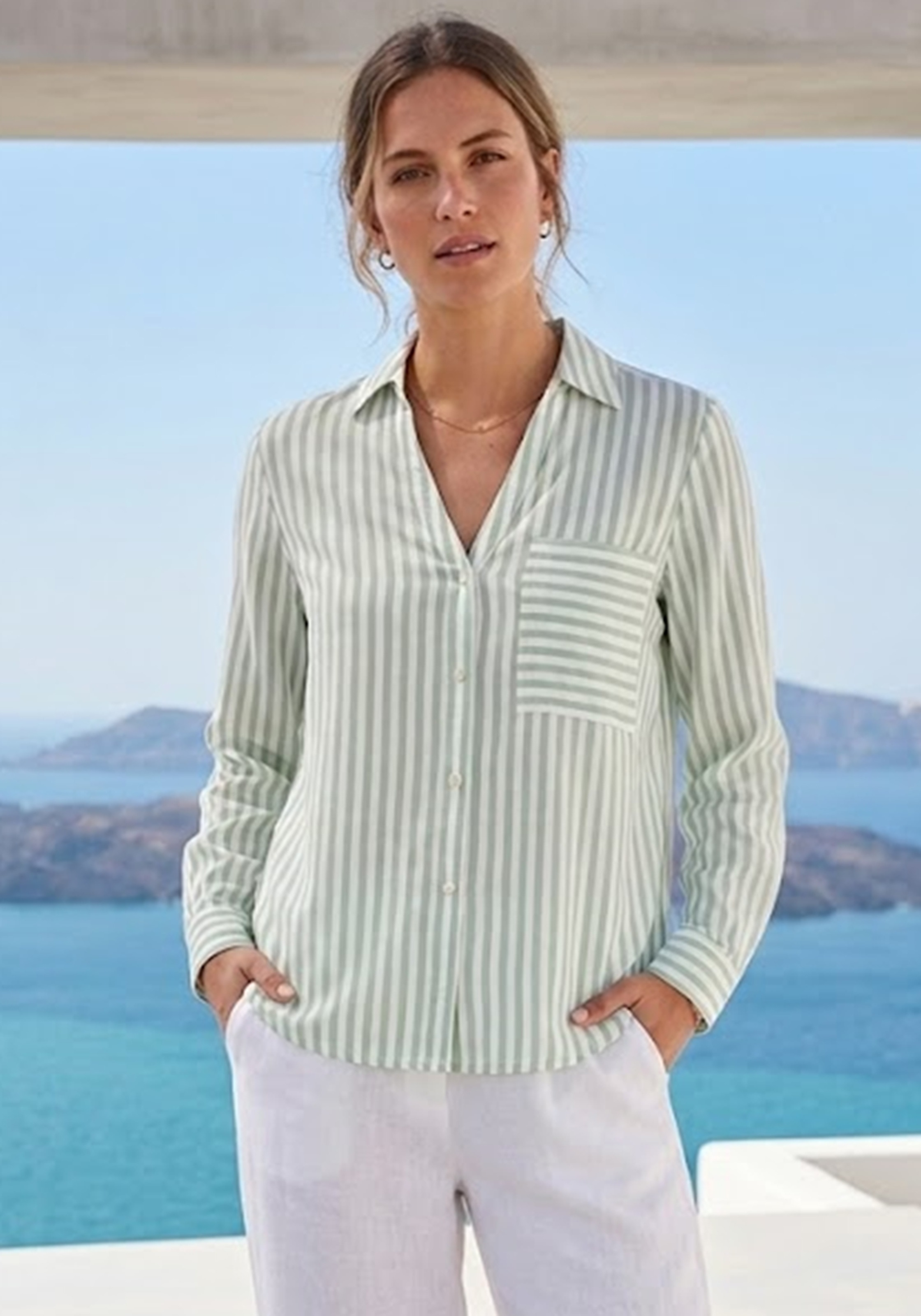 Image of Tamaris Hemdbluse mit Krempelärmeln und lässigem Schnitt