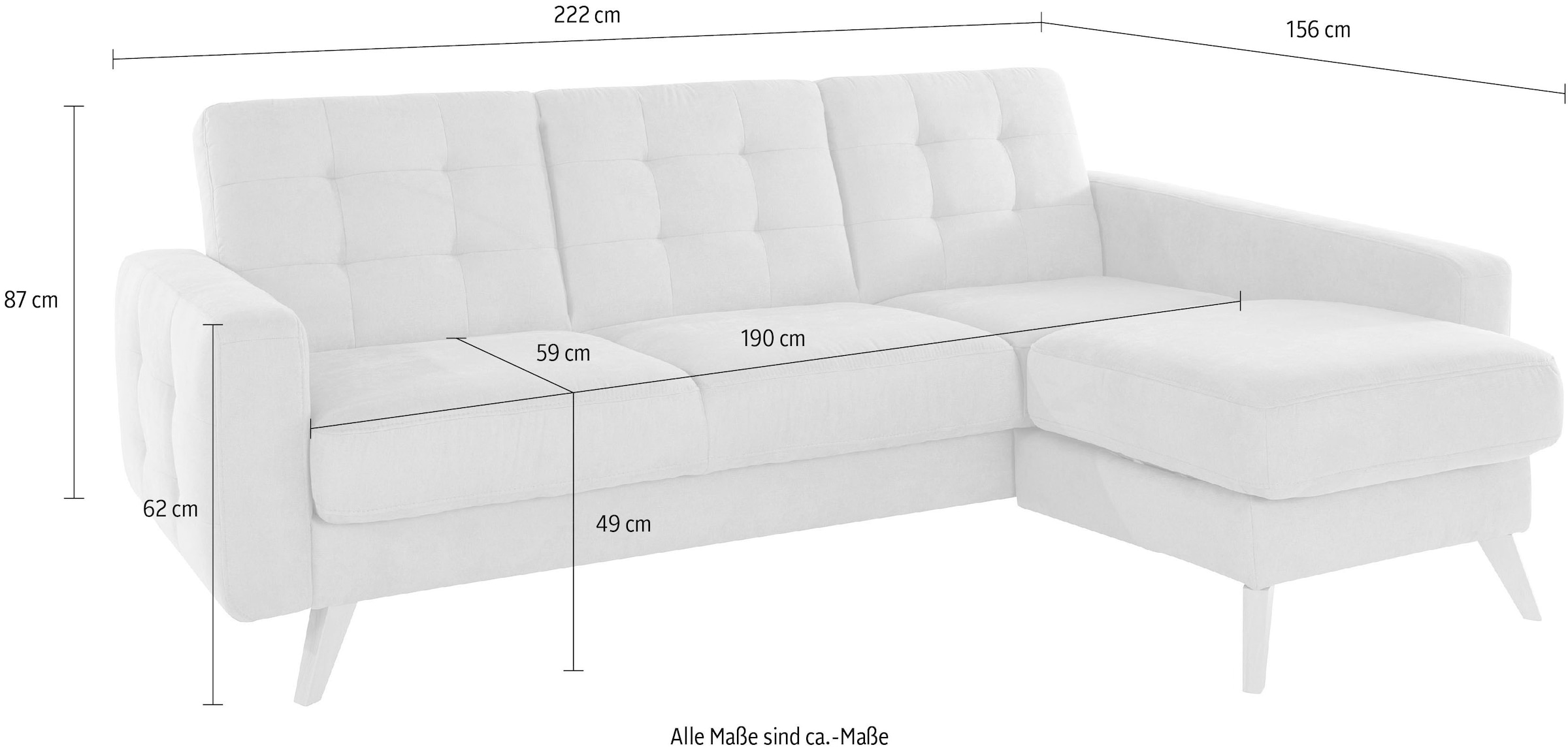 exxpo - sofa fashion Ecksofa »Nappa, kompakt und komfortabel, bequem, zeitloses Design, L-Form«, tolle Detailverarbeitung, inkl. Bettfunktion und Bettkasten