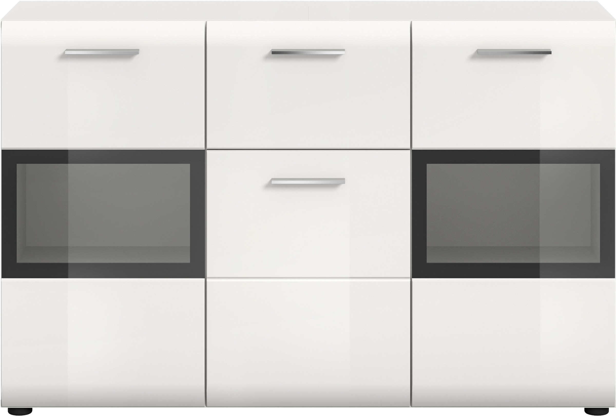 INOSIGN Sideboard »FLORENZ, hochwertige MDF-Front,Rillenfräsung,2 Glastüren,1 Schublade« 1 Stk. tlg. Sideboard, Anrichte, Wohnzimmerschrank