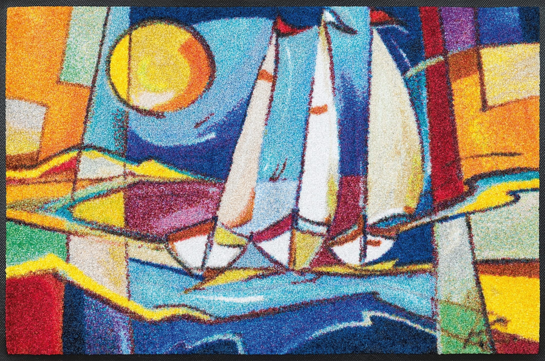 Image of wash+dry by Kleen-Tex Fussmatte "sailing home" rechteckig 7 mm Höhe Schmutzfangmatte, Motiv Segelboote, rutschhemmend, waschbar