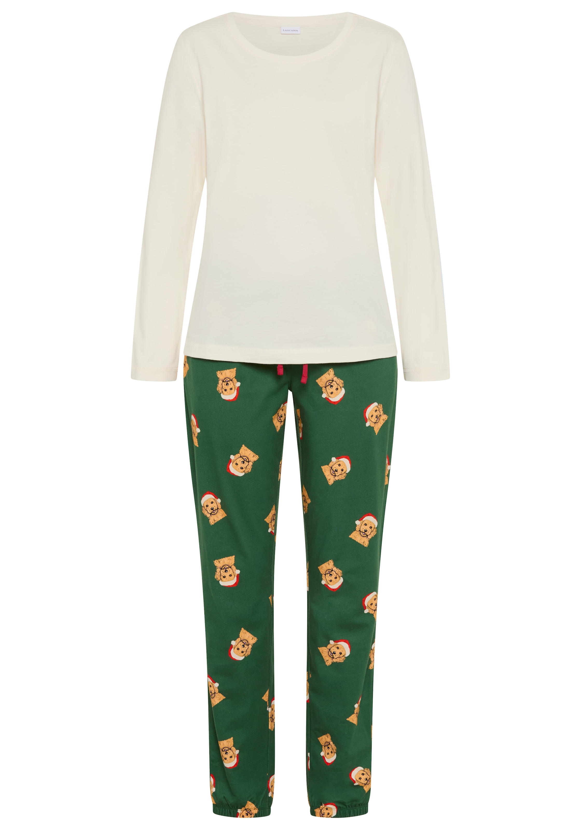 LASCANA Pyjama 2 mit süssem Weihnachts-Hunde-Print