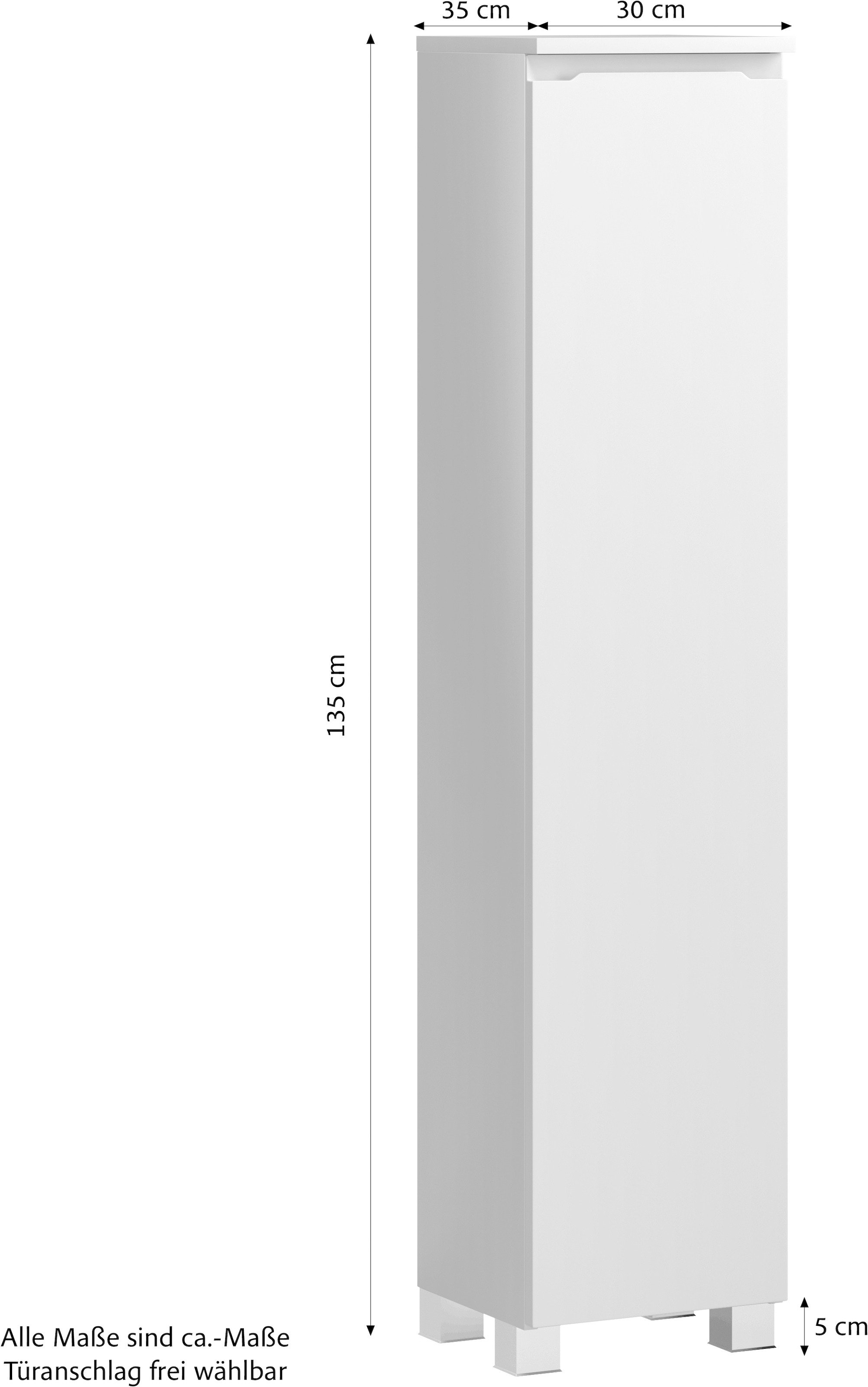 welltime Armoire intermédiaire »CABO, gedämpfte Scharniere« blanc mat, design sans poignées, réversible
