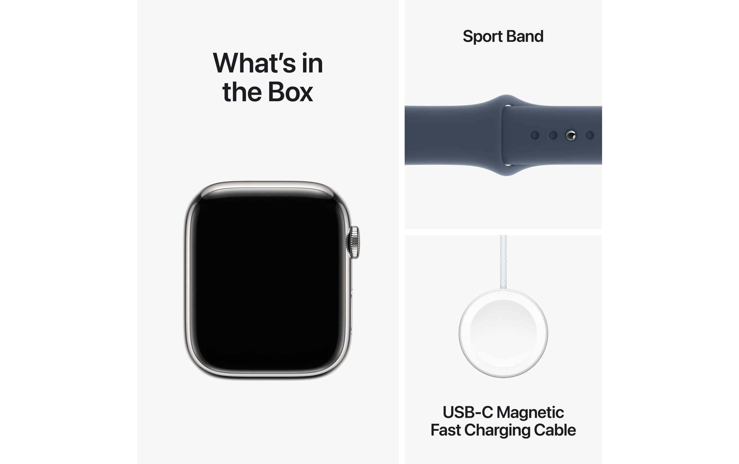 Apple Smartwatch »Series 9, GPS + Cellular, Edelstahl-Gehäuse mit Sportarmband«, Watch OS 10, 64 GB