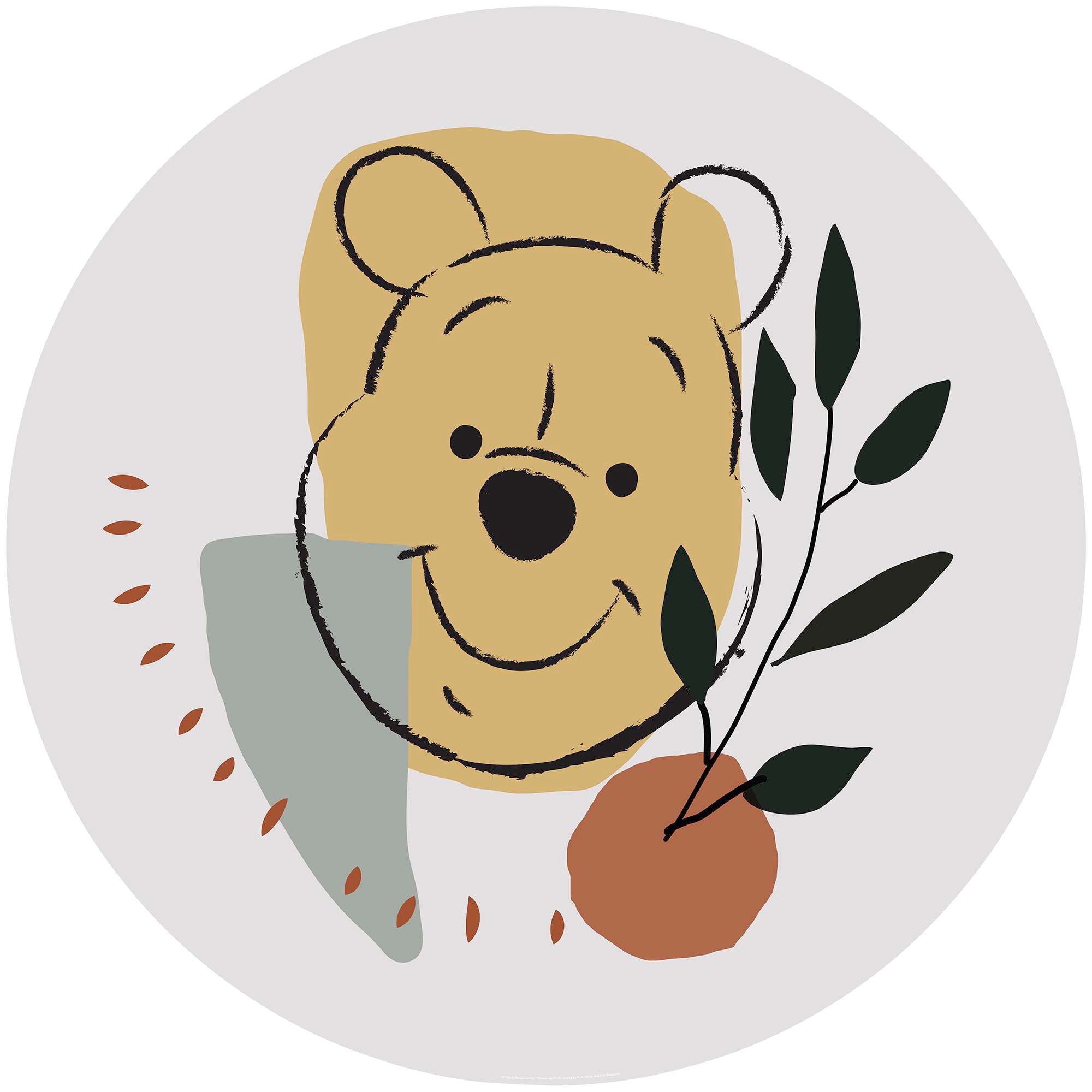 Image of Komar Fototapete "Vlies selbstklebend - Winnie the Pooh Smile - Grösse 125 x 125 cm" bedruckt glatt Kinderzimmer